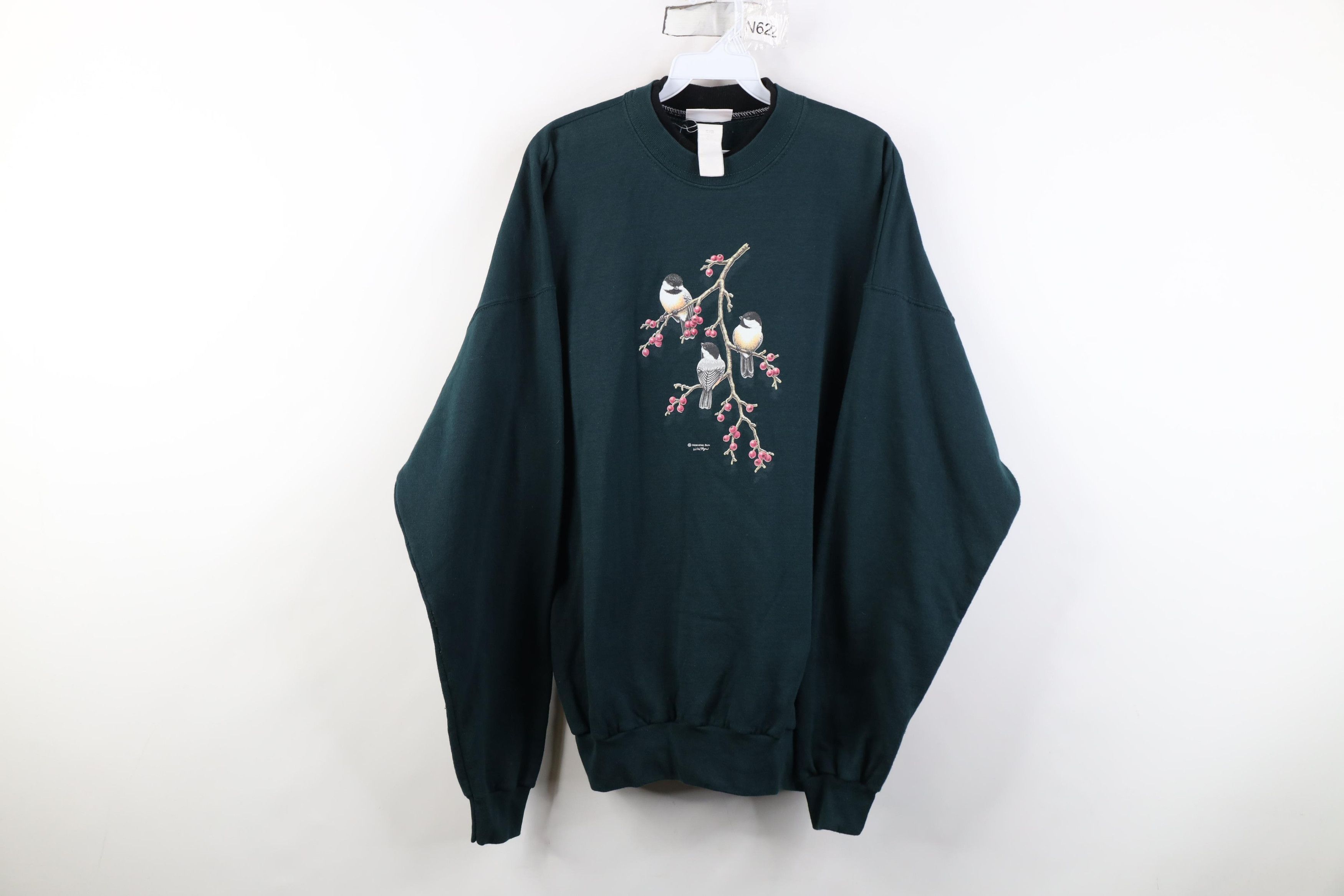 Vintage Vintage 90s Streetwear Nature Bird Layered Sweatshirt Green Size XL / US 12-14 / IT 48-50 - 1 Thumbnail