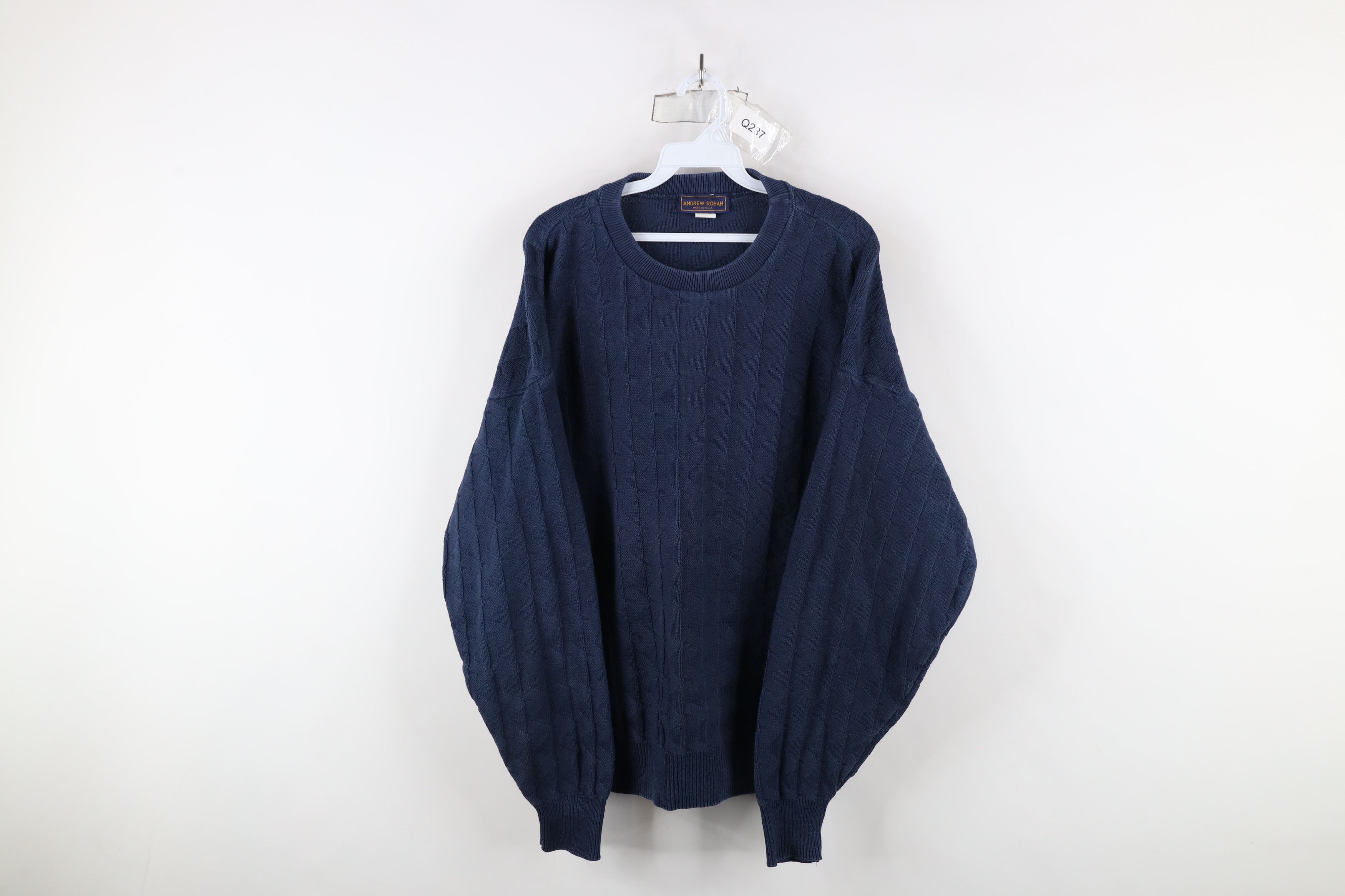 Vintage Vintage 90s Streetwear Wavy Knit Crewneck Sweater Blue USA Size US L / EU 52-54 / 3 - 1 Thumbnail