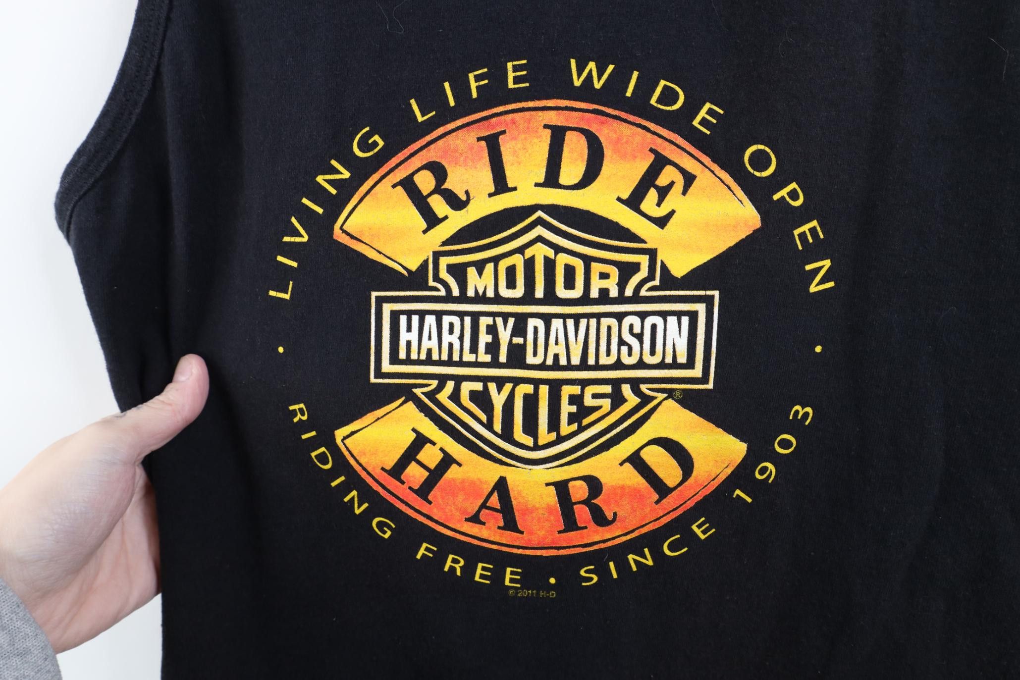 Harley Davidson Vintage Y2K Harley Davidson Spell Ride Hard Tank Top T-Shirt Size US M / EU 48-50 / 2 - 4 Thumbnail
