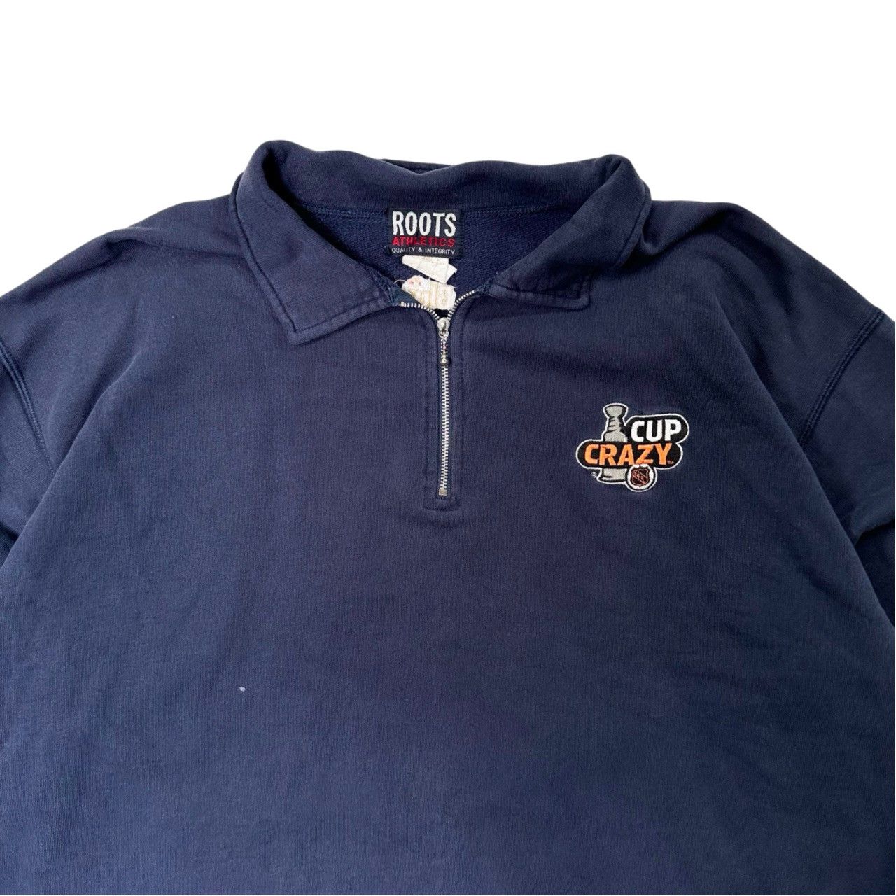 Vintage Vintage 90s Roots Cup Crazy NHL Quarter Zip Sweater Size US XL / EU 56 / 4 - 2 Thumbnail