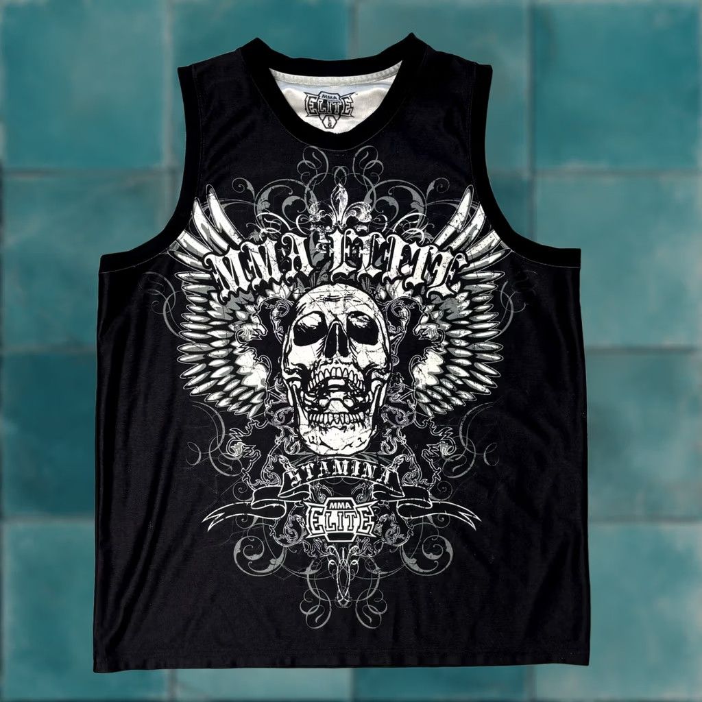 Vintage VINTAGE MMA Elite Tank Top Black Mens L Crewneck Grunge Skull Wing Cybery2k XG Size US L / EU 52-54 / 3 - 1 Thumbnail
