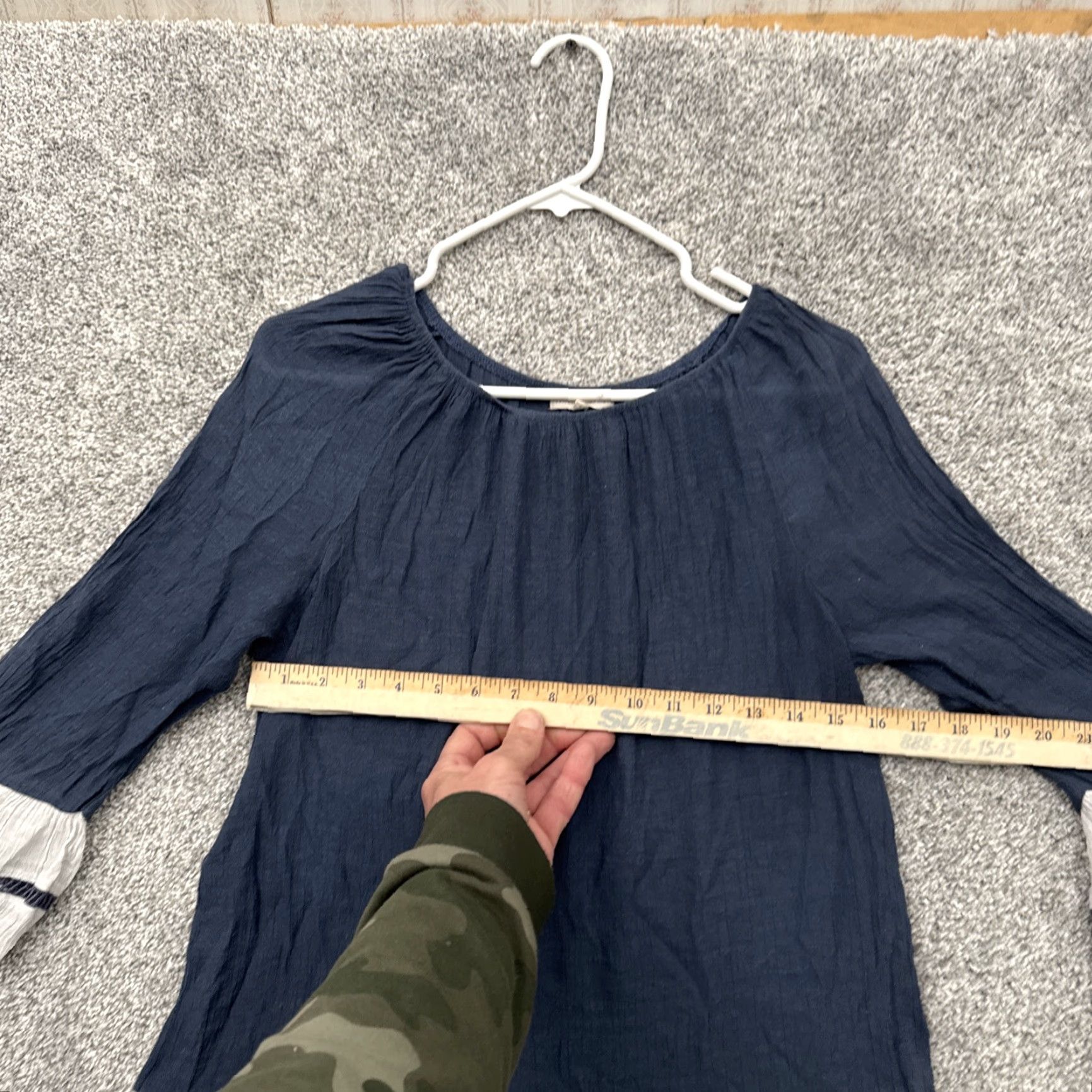 Vintage Indigo Soul Tunic Top Women Medium Boho Peasant Lagenlook Tassel Trim Flowy Chic Shirt Mens? Size M / US 6-8 / IT 42-44 - 4 Thumbnail