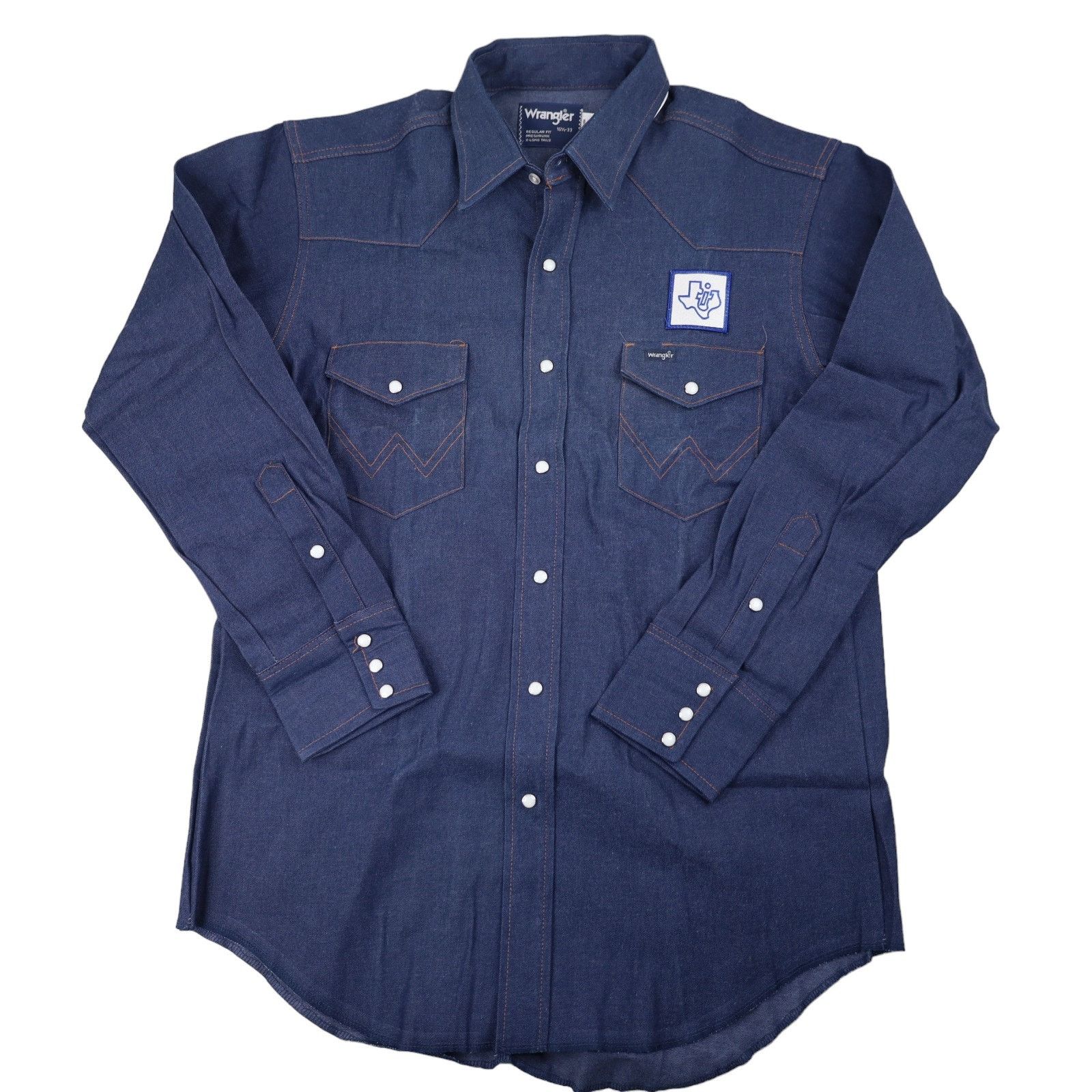 Vintage × Wrangler Vintage Wrangler Denim Pearl Snap Down Work Shirt Size US L / EU 52-54 / 3 - 1 Thumbnail