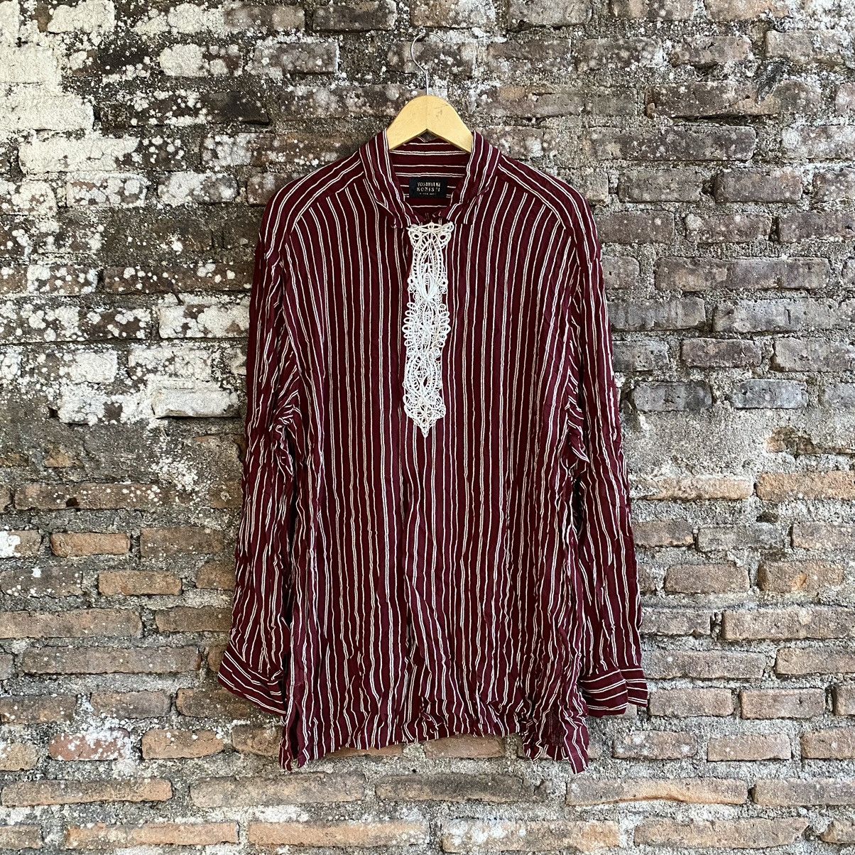 image of Beauty Beast x If Six Was Nine Yoshiyuki Konishii Ficce Satin Shirt in Dark Maroon (Size Medium)