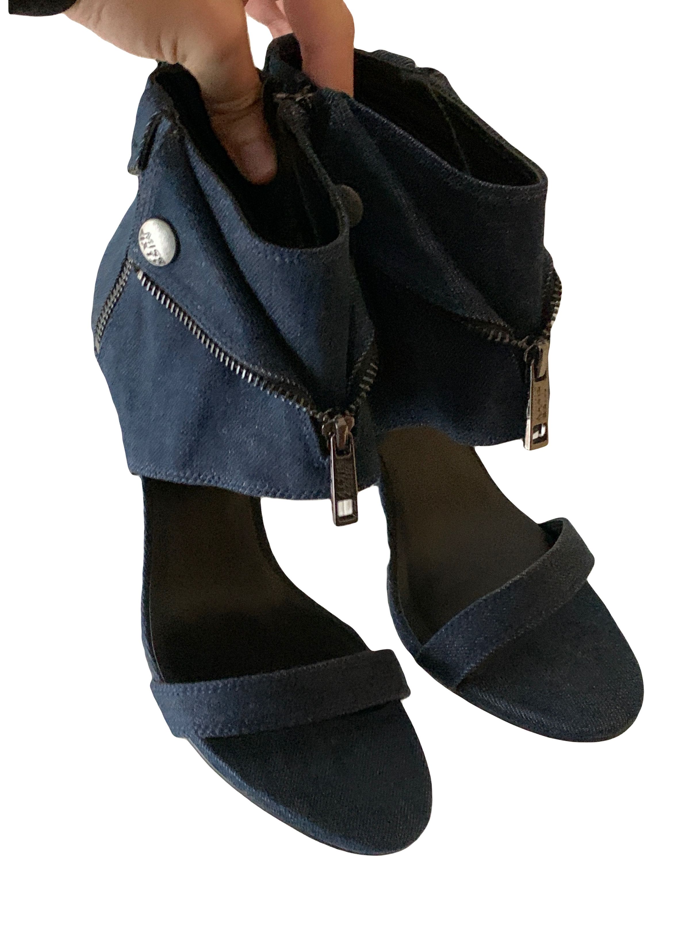 Miss Sixty Miss Sixty Blue Denim Ankle High Heels Zipper Y2K Grunge Size US 8.5 / IT 38.5 - 1 Thumbnail