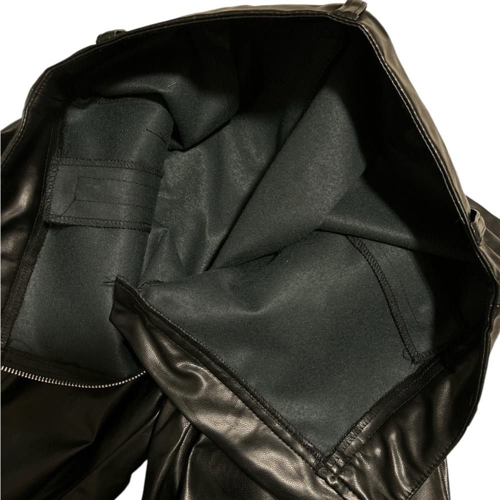 Designer Black Faux Leather Pants with Zip Details Size 26" / US 2 / IT 38 - 4 Thumbnail