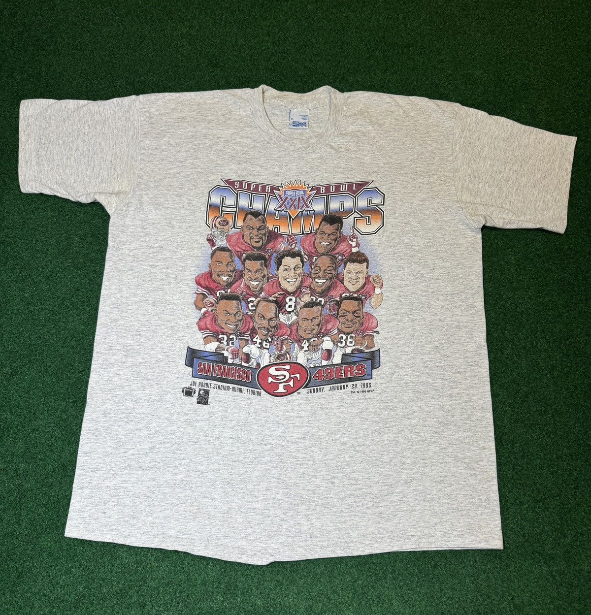 Salem Sportswear × Vintage Vtg 90s 49ers Caricature Super Bowl XXIX Champions T Shirt Size US XL / EU 56 / 4 - 1 Thumbnail