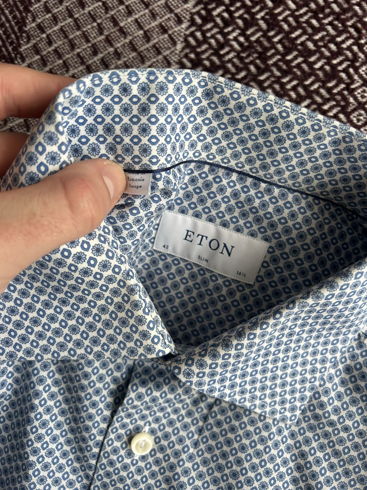 Eton Eton Floral Pattern Formal Shirt Solid Style Luxury Size L Size US L / EU 52-54 / 3 - 7 Thumbnail