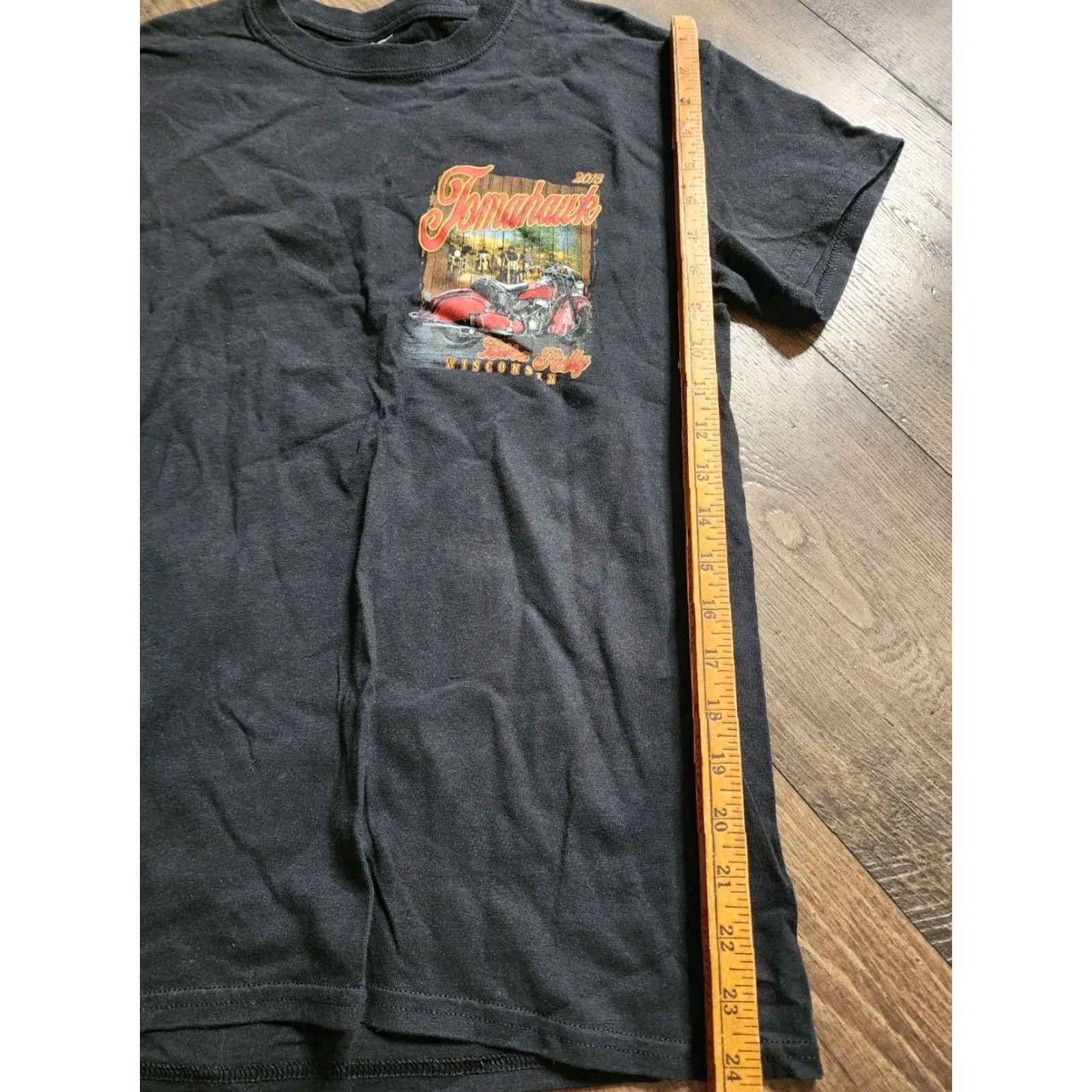 Gildan Mens XS Tomahawk Bike Rally Wisconsin Double Sided T Shirt Black Unisex Adults Short Sleeve Crew Neck Cotton Gildan 2018 Vintage? Size US XS / EU 42 / 0 - 3 Thumbnail