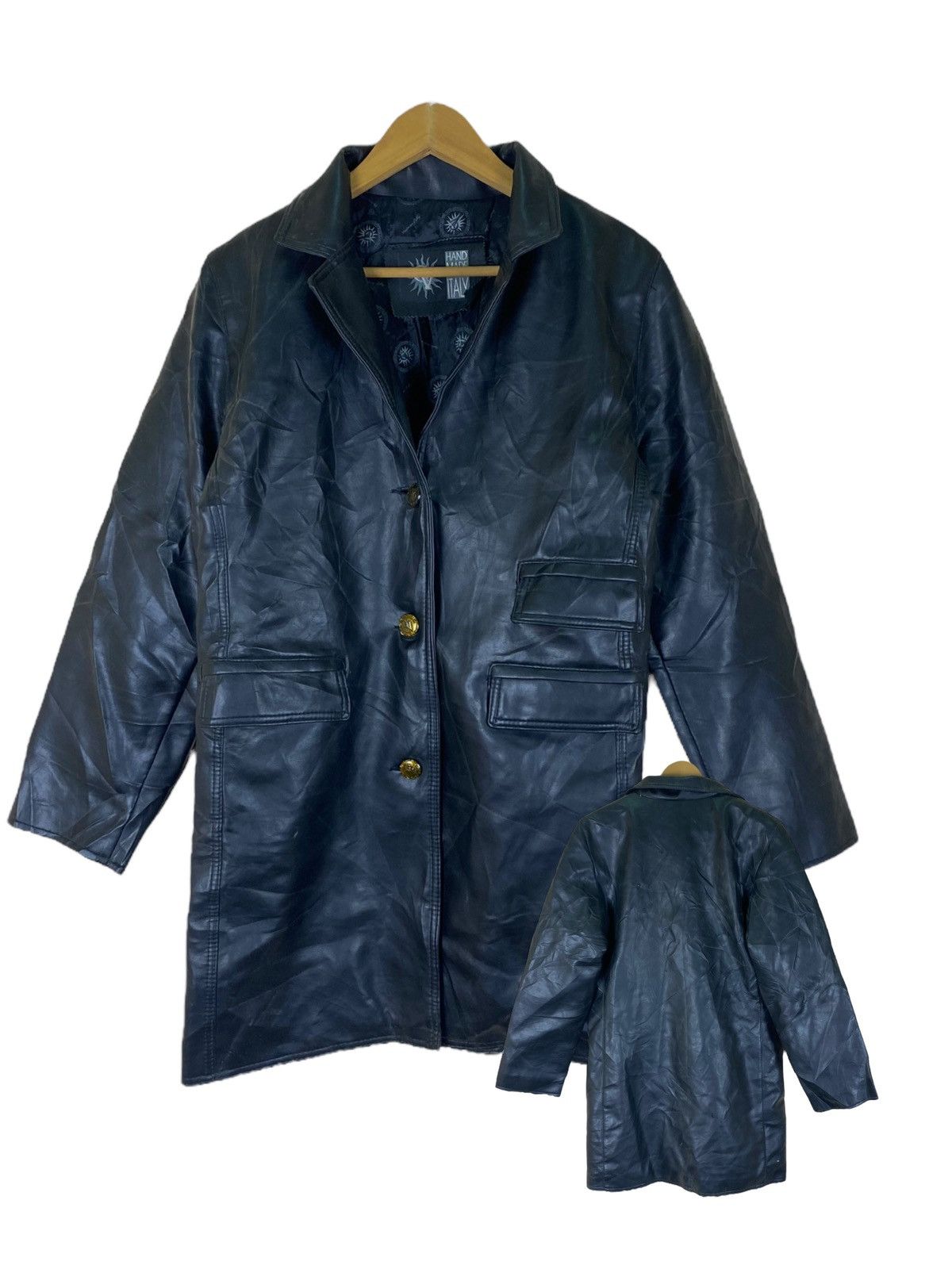 Vintage Vintage GV Italian Designer Long Leather Jacket Size US M / EU 48-50 / 2 - 1 Thumbnail