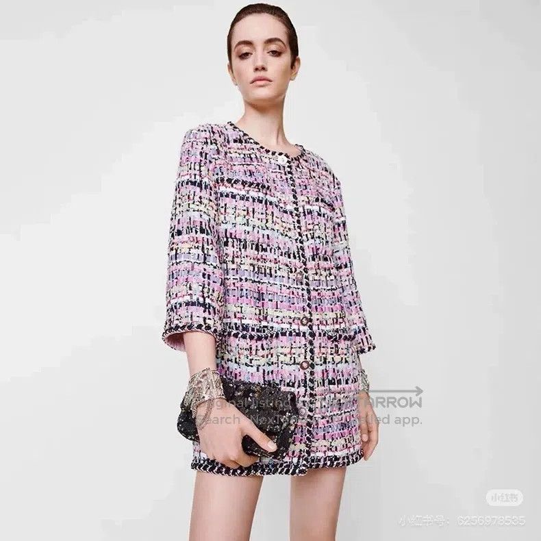 Chanel Chanel Pink-purple woven tweed coat Size XS / US 0-2 / IT 36-38 - 7 Thumbnail