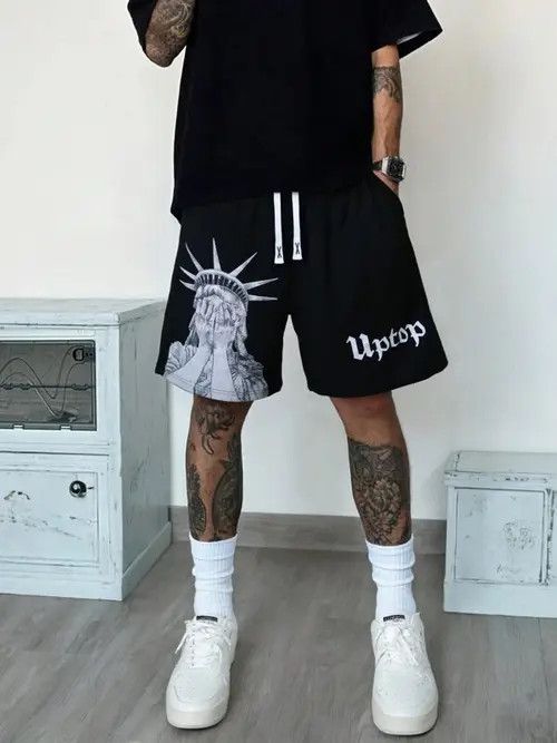 Jean × Vintage Graphic Y2K Drip shorts Size US 36 / EU 52 - 1 Thumbnail