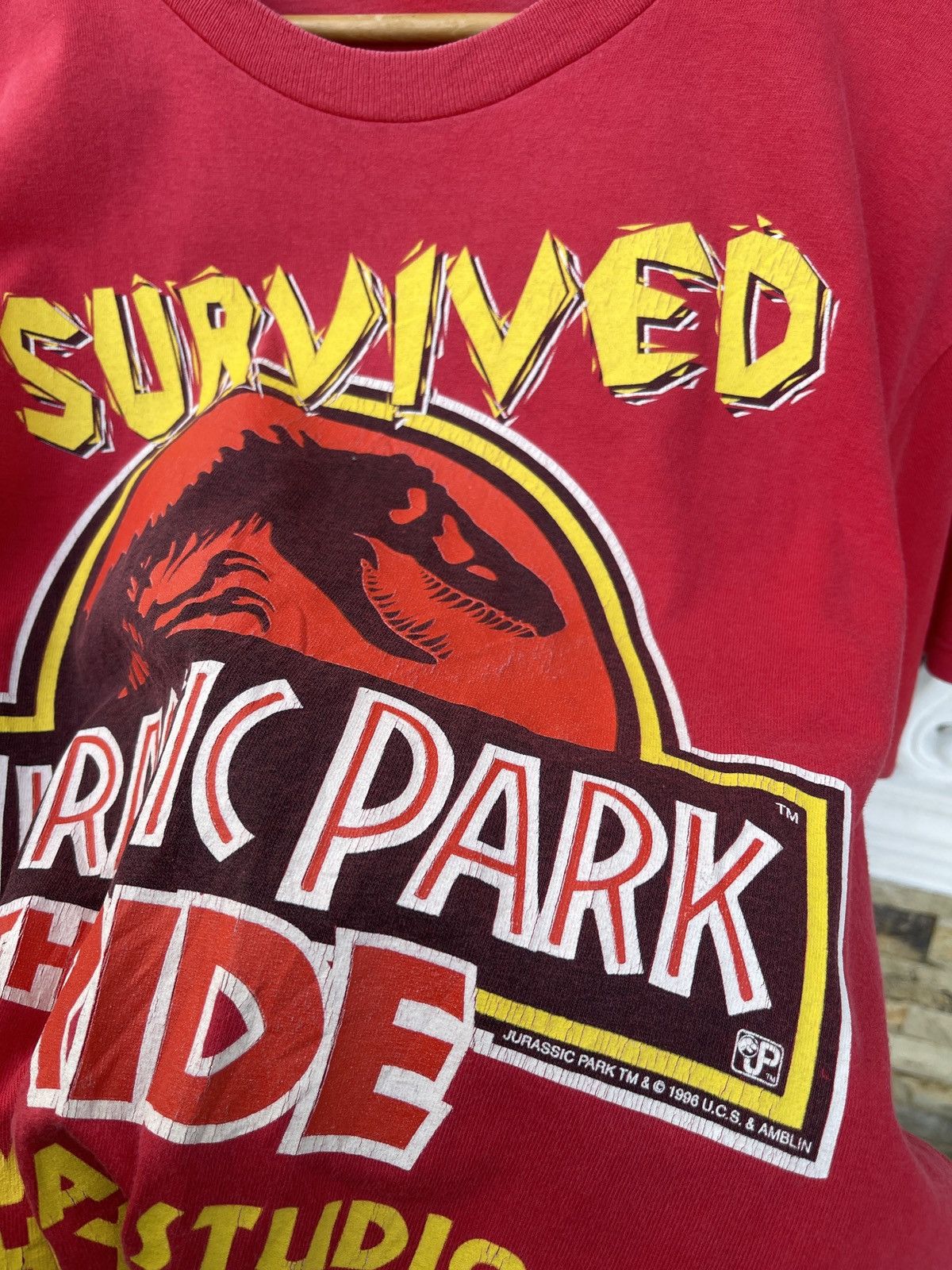 Vintage Rare🔥Vintage 90s JURASSIC PARK The Ride ERD GRUNGE TEE Size US L / EU 52-54 / 3 - 6 Thumbnail