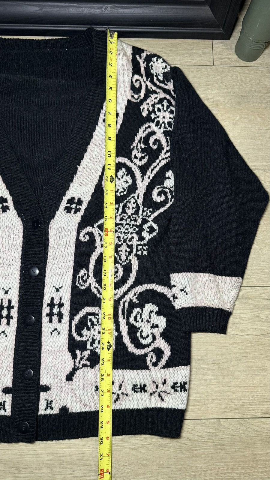 Other Vintage 1990s Gothic / Grunge Pink White Black Cardigan Size L / US 10 / IT 46 - 5 Thumbnail