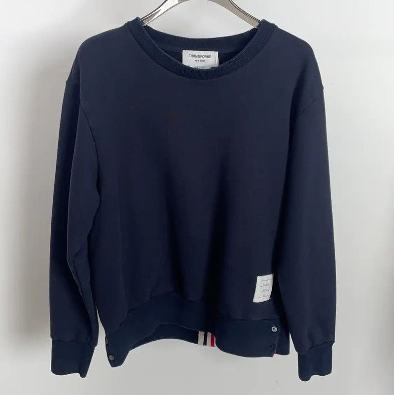 Thom Browne Thom Browne Blue Cotton Striped Logo Sweatshirt 0089 Size XS / US 0-2 / IT 36-38 - 1 Thumbnail