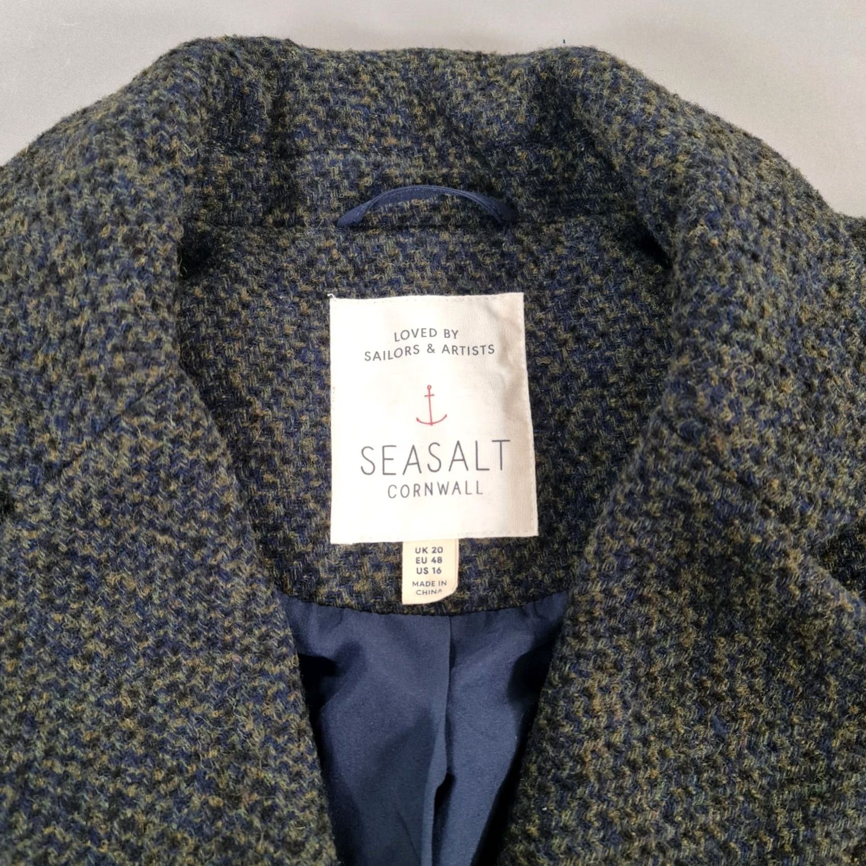 Vintage VINTAGE Seasalt Cornwall Womens Tweed Coat Green 20 UK Wool Overcoat My Title Size 3XL / US 20-22 - 3 Thumbnail