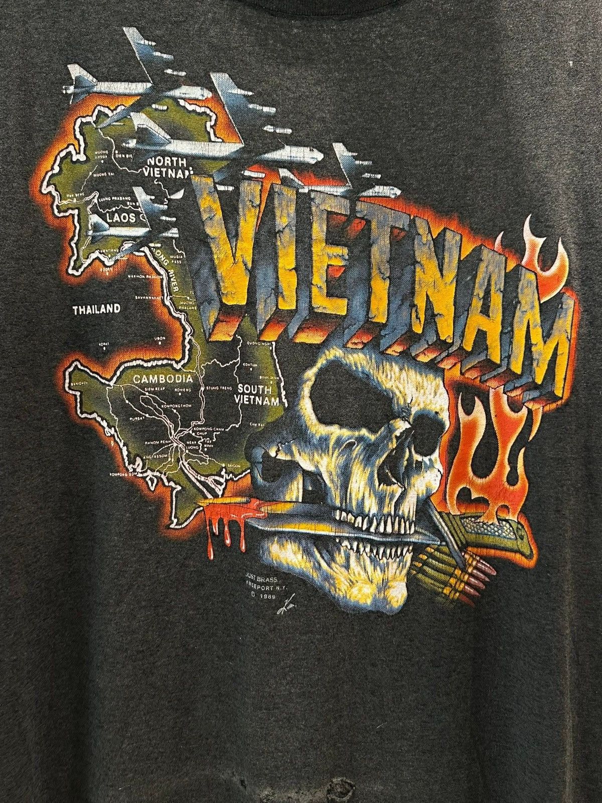 Harley Davidson HARLEY DAVIDSON VTG 1989 VIETNAM VETERAN SKULL T-SHIRT Size US XL / EU 56 / 4 - 2 Thumbnail