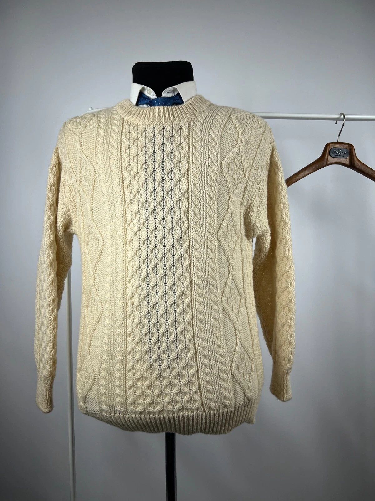 Aran Crafts Aran Crafts Ivory Cable Knit Crewneck Wool Fisherman Sweater Size US M / EU 48-50 / 2 - 1 Thumbnail