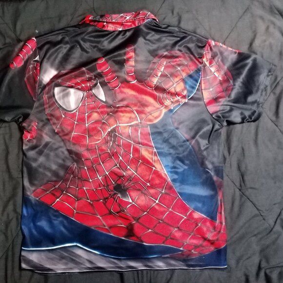 Marvel Comics × Vintage Vintage Spider Man Movie Polyester Button Shirt Size US XL / EU 56 / 4 - 7 Thumbnail