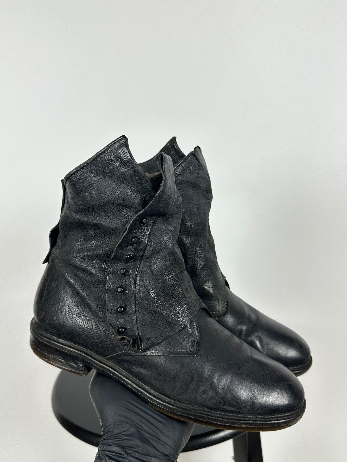 A.S.98 A.S.98. Airstep Black Leather Biker Gothic Ankle Boots Size US 9 / IT 39 - 5 Thumbnail