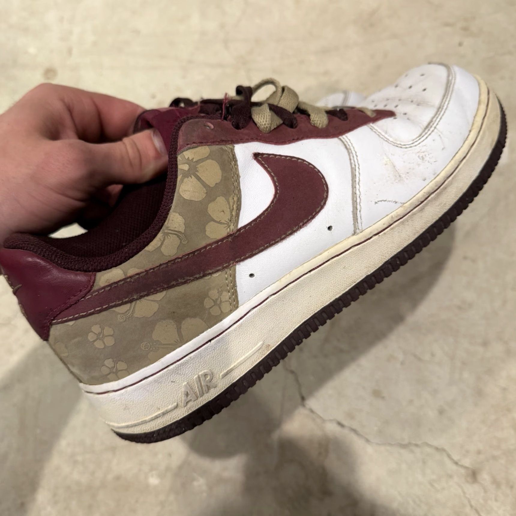 Nike VINTAGE Nike Air Force 1 82 Hawaii Flower Gold Maroon 315115-162 Womens 9.5 Sneakers Distress Size US 7 / IT 37 - 5 Thumbnail