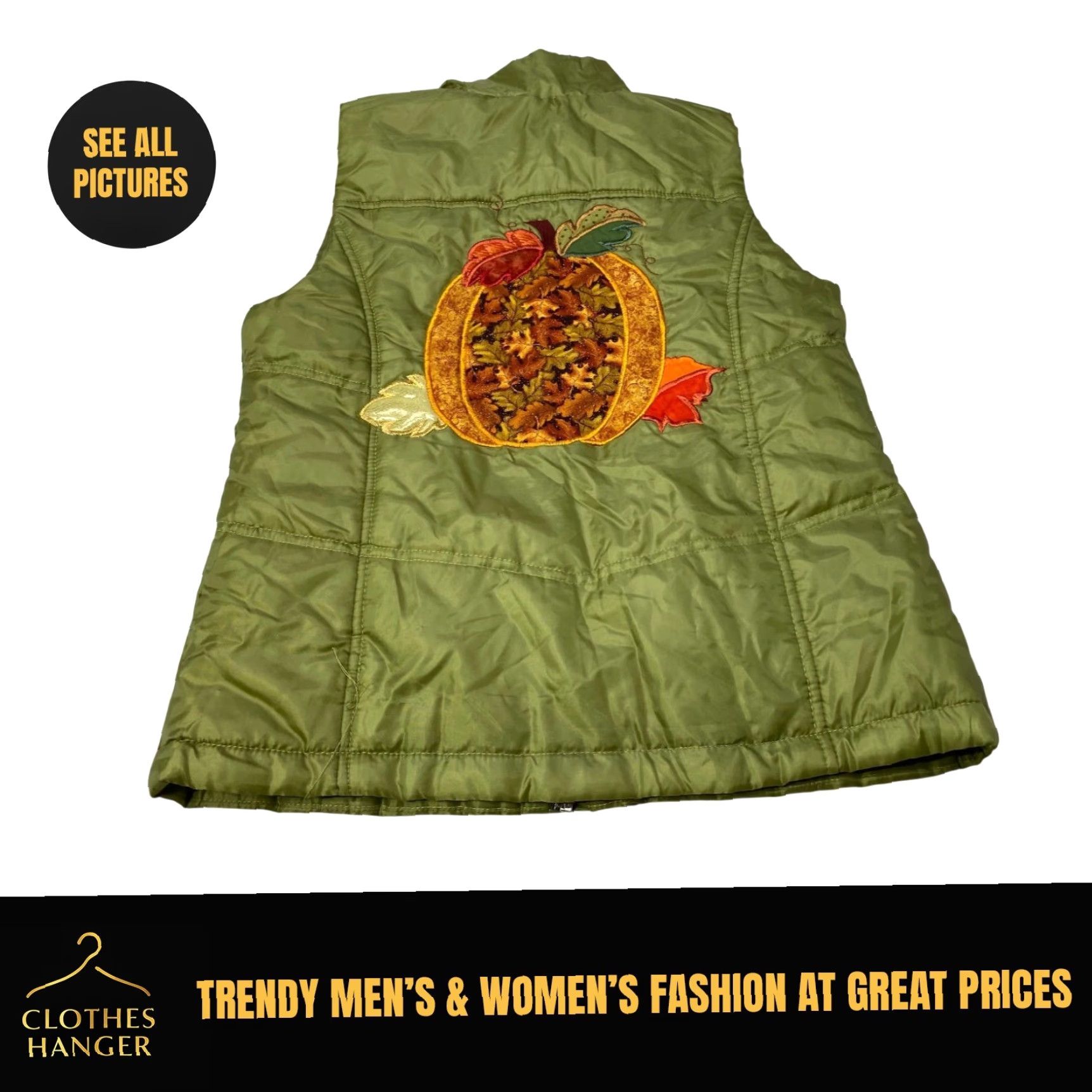 Vintage Creazoni Effeci Quilted Vest Women Small Pumpkin Leaves Green Fall Thanksgiving Quilt Vest Women S Green Fall Thanksgiving Size S / US 4 / IT 40 - 2 Thumbnail