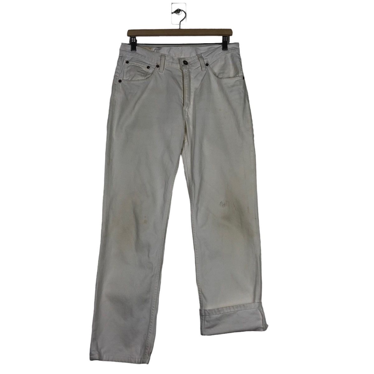 Levi's 🔥Used Stain Vintage Levis White Denim Jeans Size US 34 / EU 50 - 10 Thumbnail