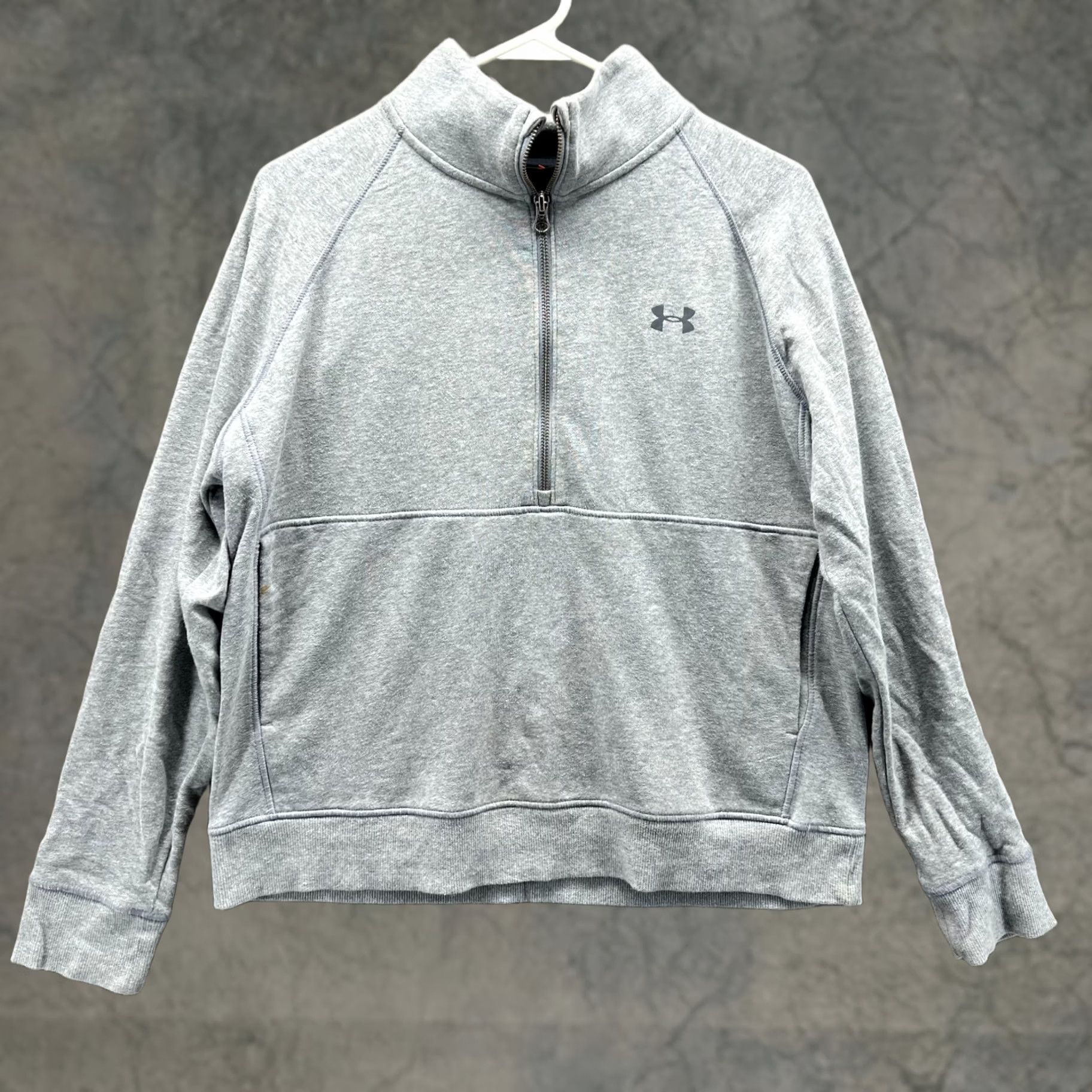 Under Armour Under Armour Sweatshirt Womens Medium Gray Half Zip Pullover Logo Fleece Mock Neck Zip Cold Weather Activewear - Mens? Size M / US 6-8 / IT 42-44 - 1 Thumbnail