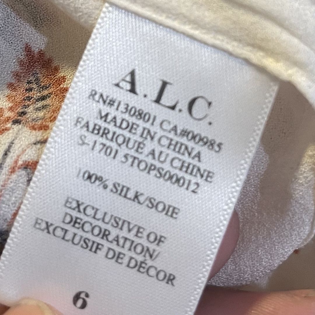 A.L.C. A.L.C. Hari 100% Silk Blouse Floral Boho Peasant Milkmaid Size M / US 6-8 / IT 42-44 - 5 Thumbnail
