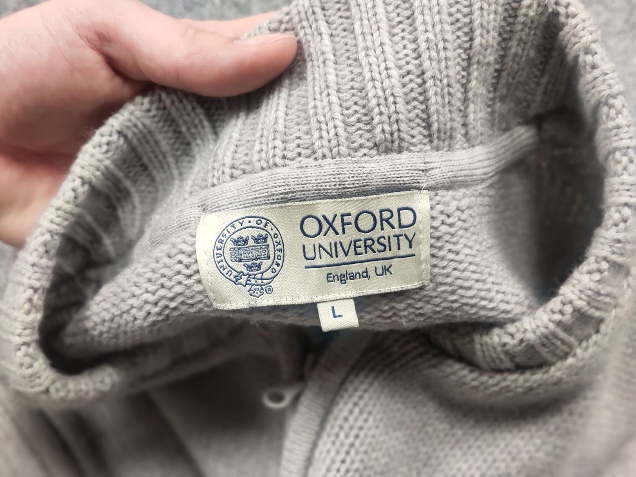 Oxxford Clothes Vintage Oxford University Pulover Logo Knit Zip Gray Sweater Size US L / EU 52-54 / 3 - 14 Thumbnail