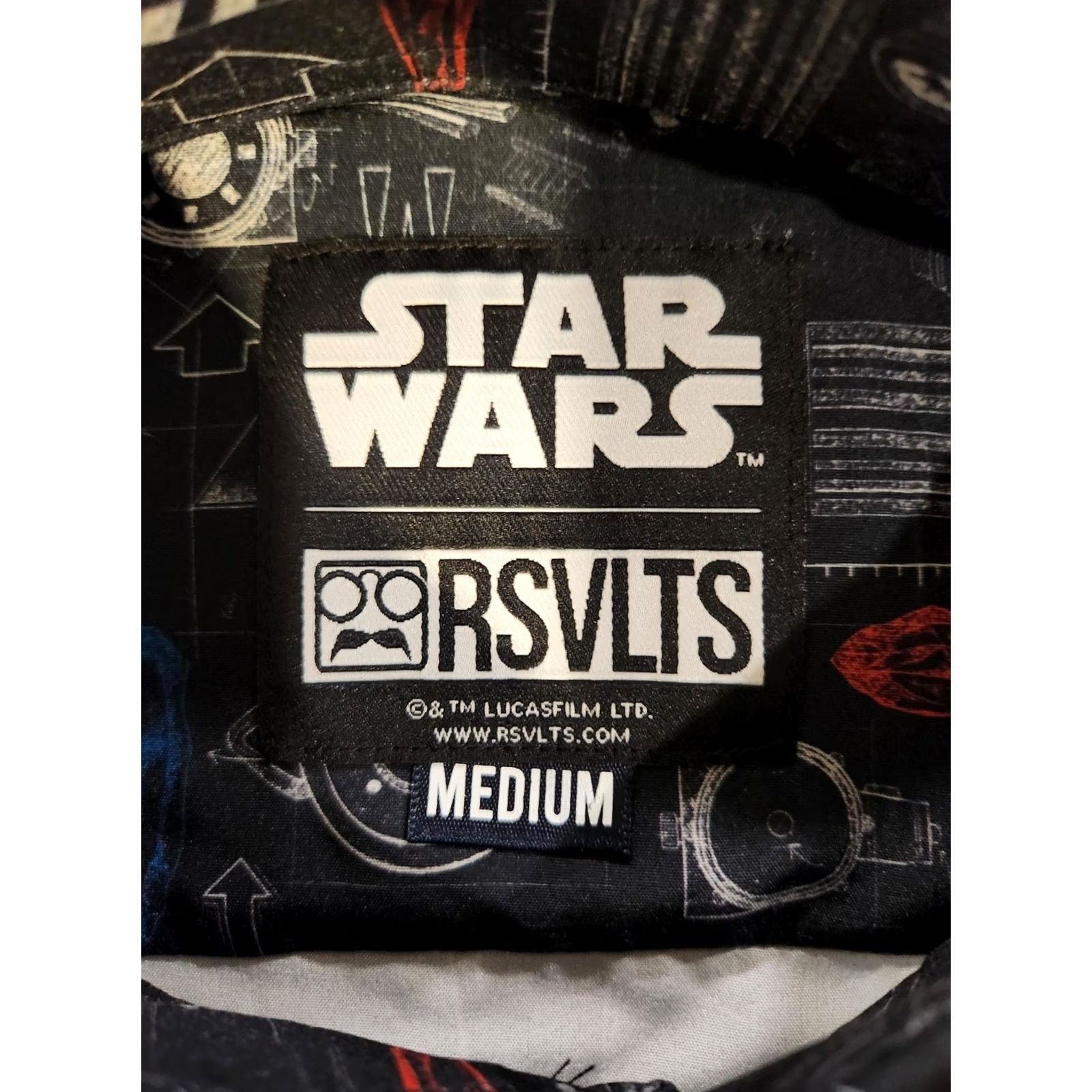 Vintage RSVLTS Star Wars Saber Schematics Shirt Mens M Black KUNUFLEX Button Up Gupta? Size US M / EU 48-50 / 2 - 2 Thumbnail