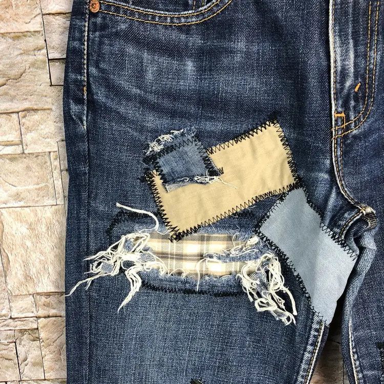 Levi's DL 553 Levis patchwork Distressed ripped Denim jeans #A135 Size US 28 / EU 44 - 10 Thumbnail