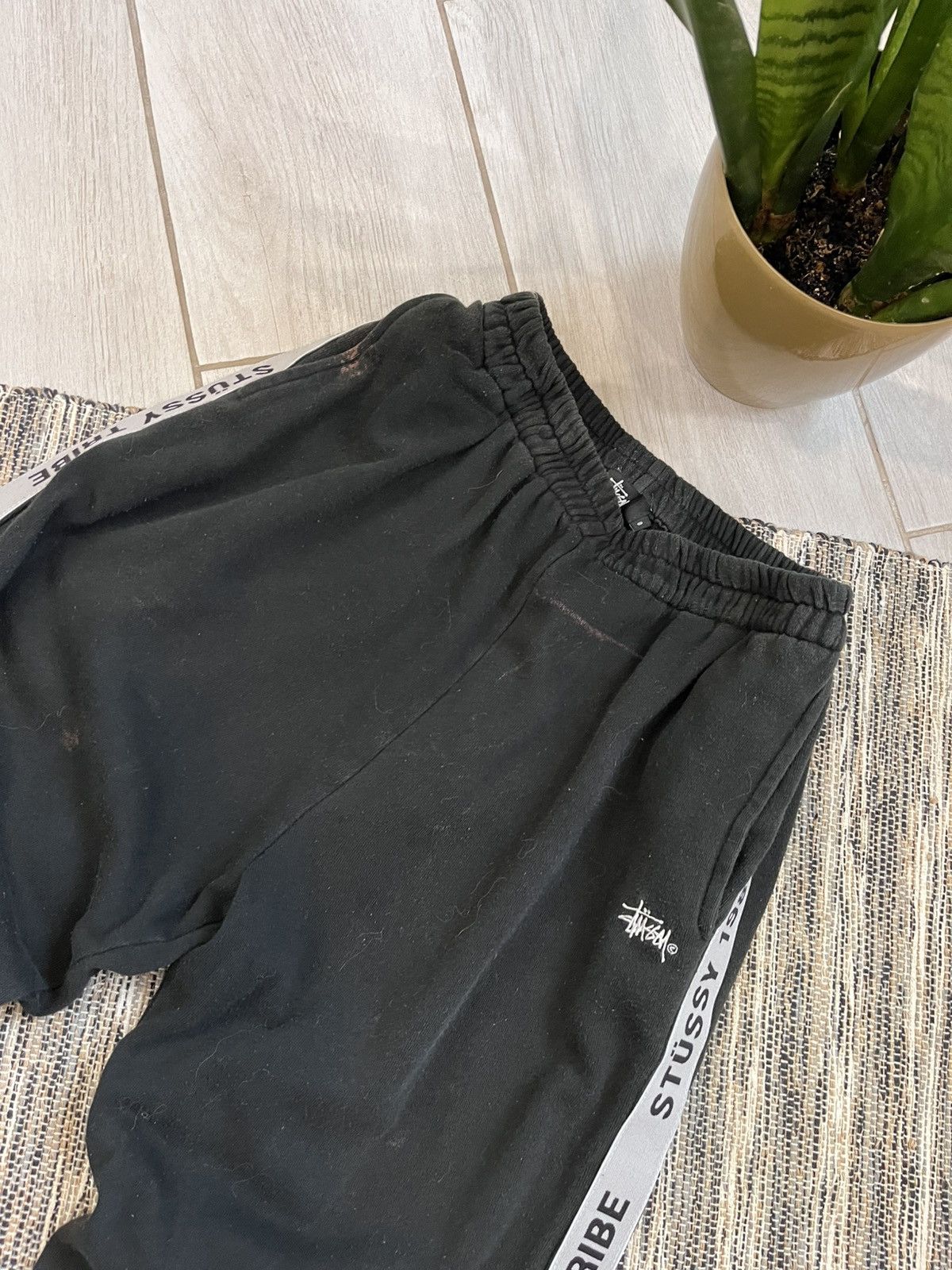 Stussy × Vintage Rare Vintage Stussy Sweatpants Black logo faded velours Size 30" / US 8 / IT 44 - 5 Thumbnail