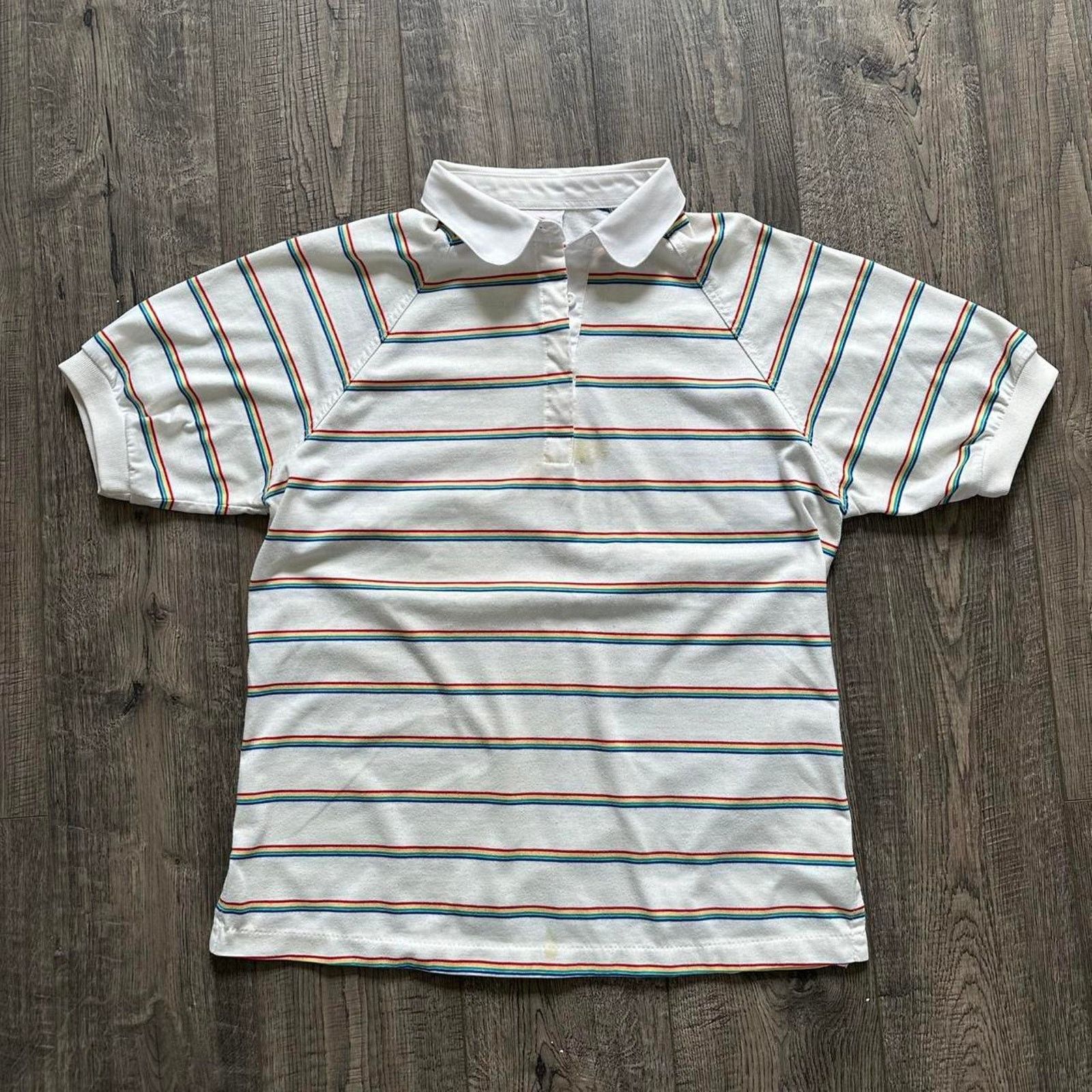 Vintage Vintage 70s 80s Retro Striped USA Polo Fitted Shirt Top Size XS / US 0-2 / IT 36-38 - 4 Thumbnail