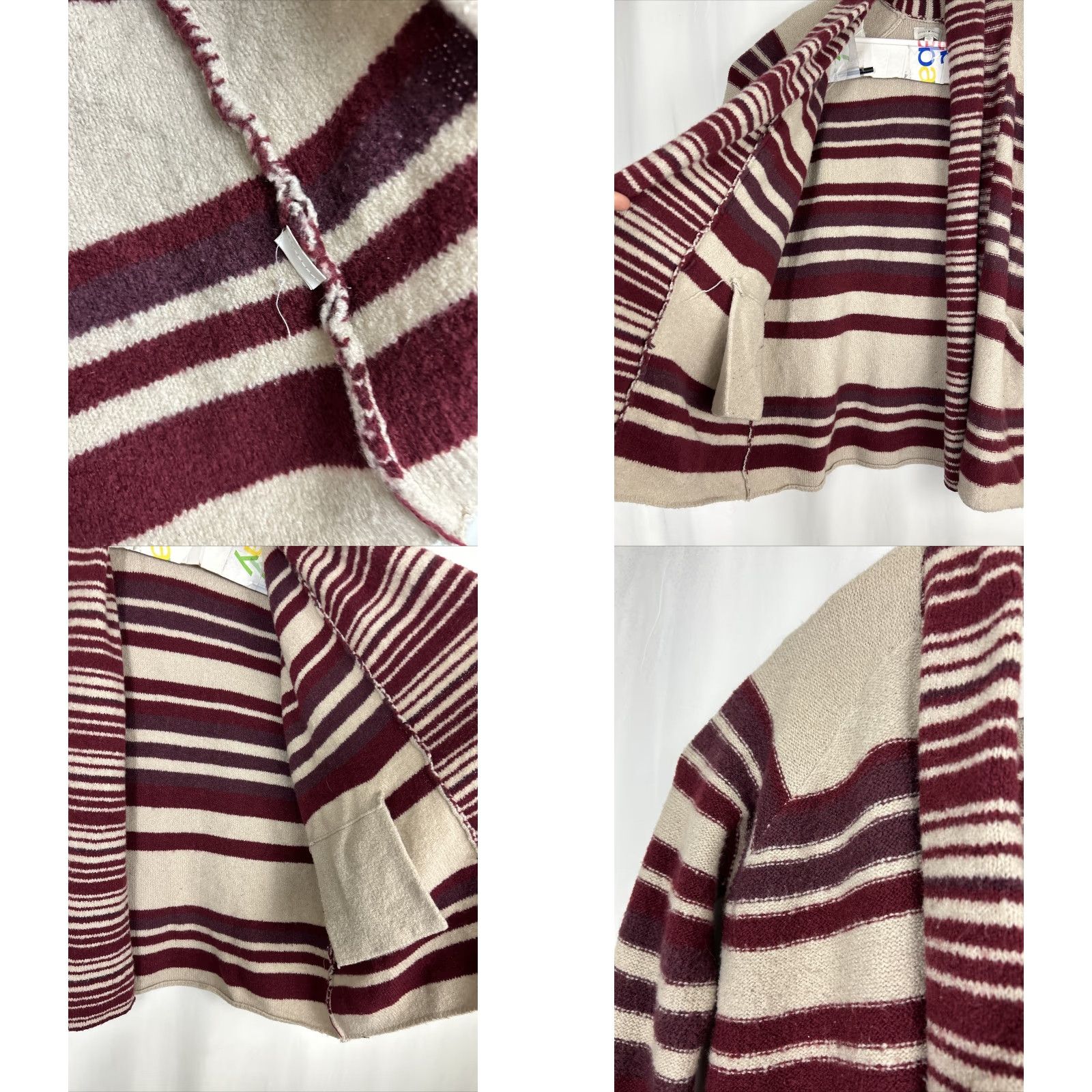 Lucky Brand Lucky Brand Cardigan Womens Medium Red Beige Striped Open Sweater Size M / US 6-8 / IT 42-44 - 8 Thumbnail