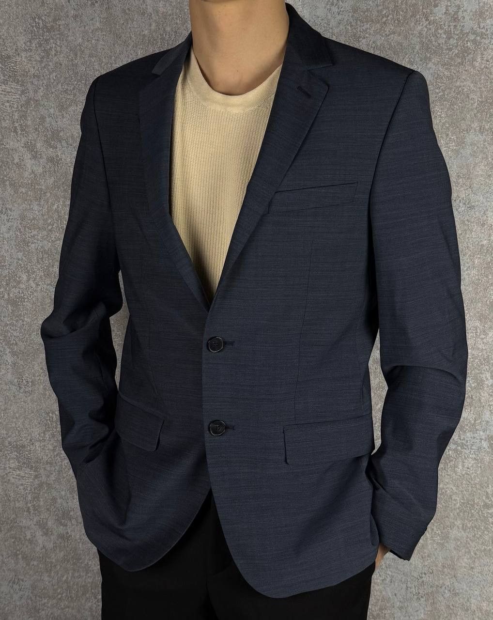 Karl Lagerfeld Karl Lagerfeld Blue Textured Blazer Size 46R - 1 Thumbnail