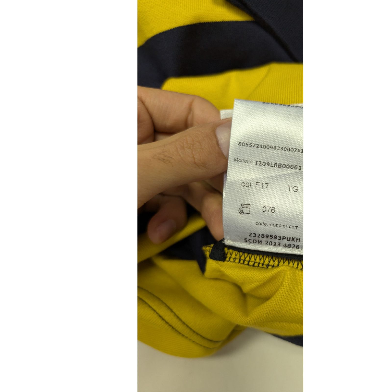 Moncler × Palm Angels o1rshd1 Striped Cotton Polo Shirt in Yellow / Blue Size US XL / EU 56 / 4 - 21 Thumbnail