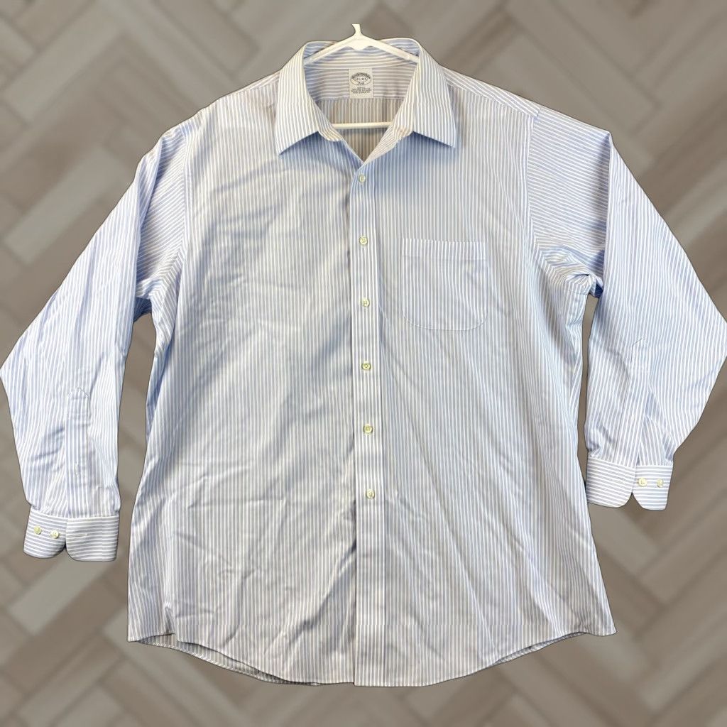 Brooks Brothers BROOKS BROTHERS Shirt Men 17.5 4/5 Button-Down Collared Oxford Non-Iron White Stripes Casual Classic Preppy Mens 17.5 Regular Size Multicolor Size US XL / EU 56 / 4 - 1 Thumbnail