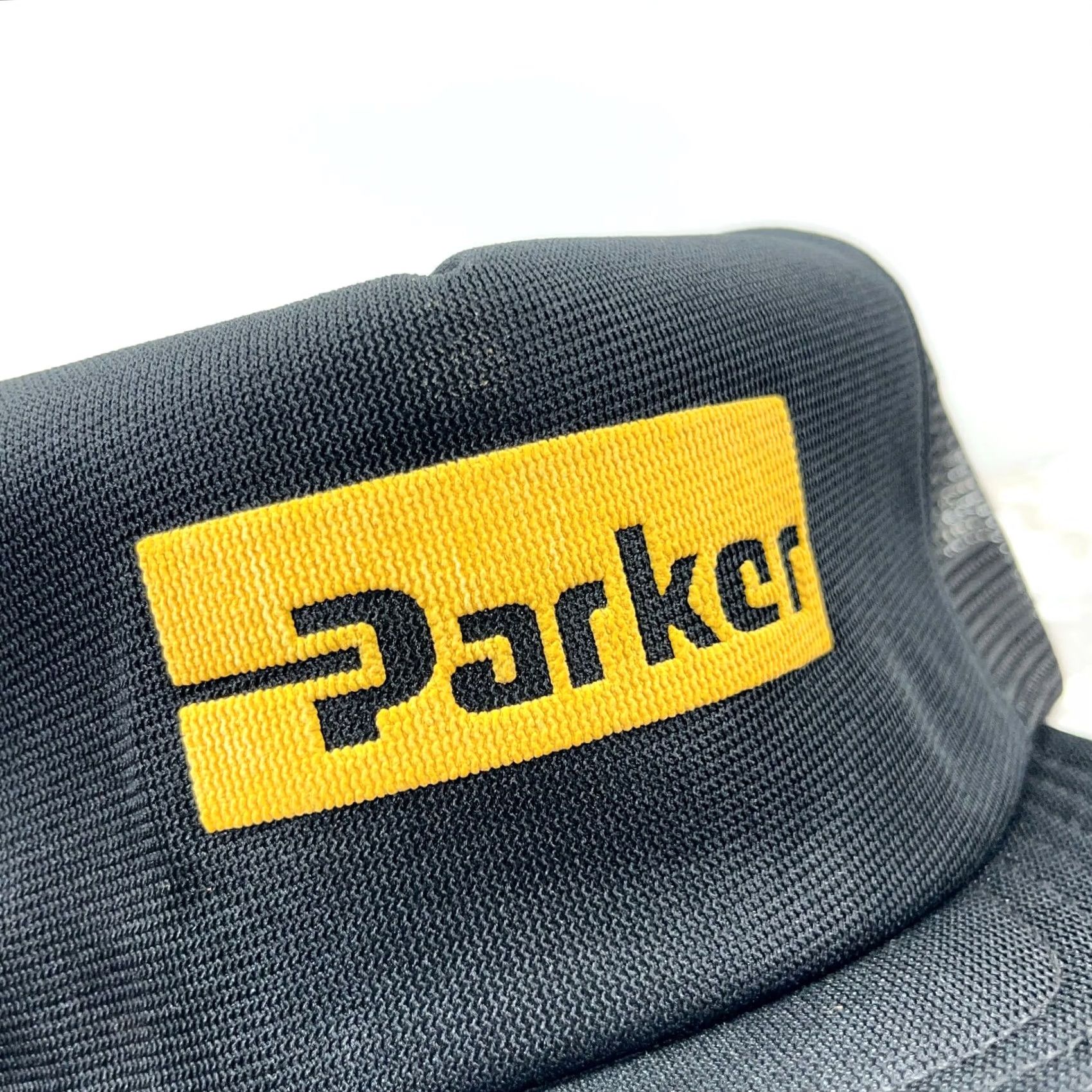 Vintage Vintage 80s/90s Parker Trucker Hat Cap, Black Yellow Snap Back, USA, Cotton, Adjustable, Durable Size ONE SIZE - 2 Thumbnail