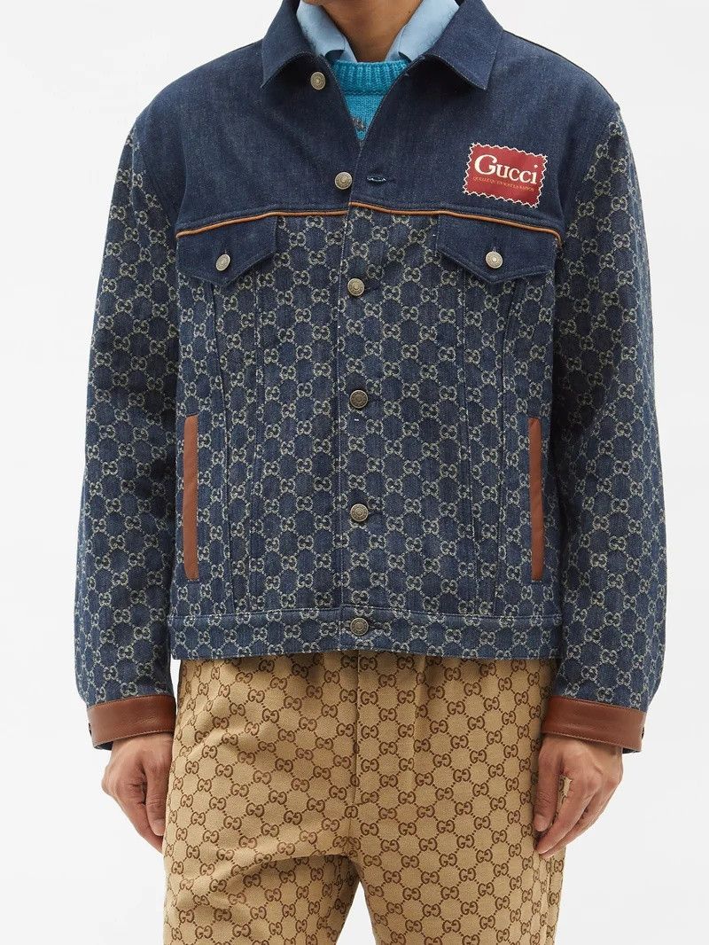 Gucci oc11z1025 GG Jacquard Denim Jacket in Blue Size US S / EU 44-46 / 1 - 6 Thumbnail