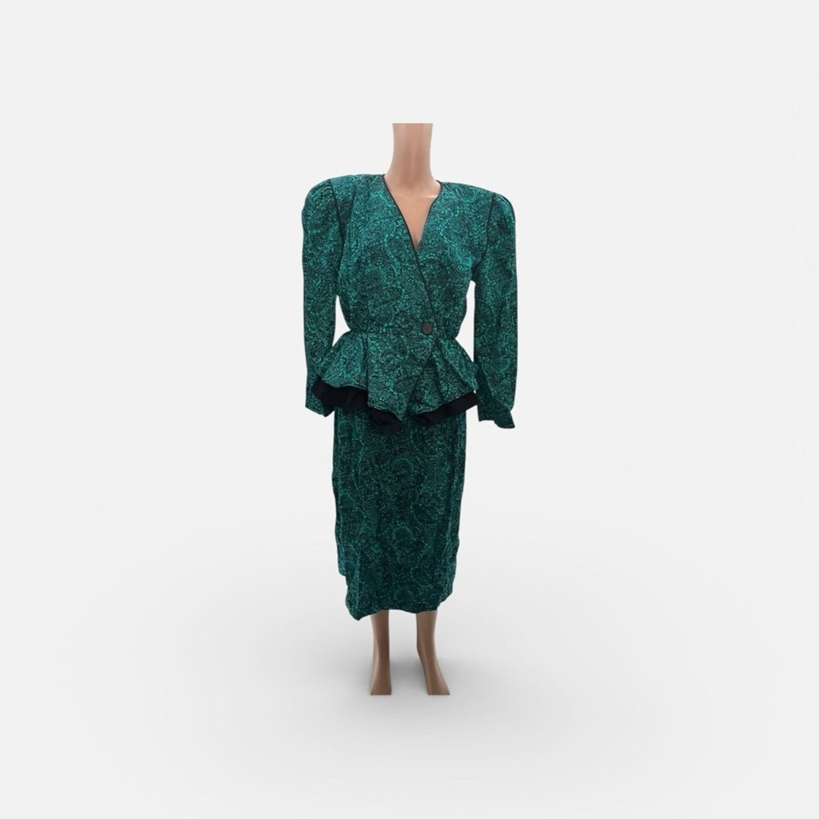 & Other Stories JP Collection Women’s Emerald Green & Black Paisley Size 36" / US 14 / IT 50 - 3 Thumbnail