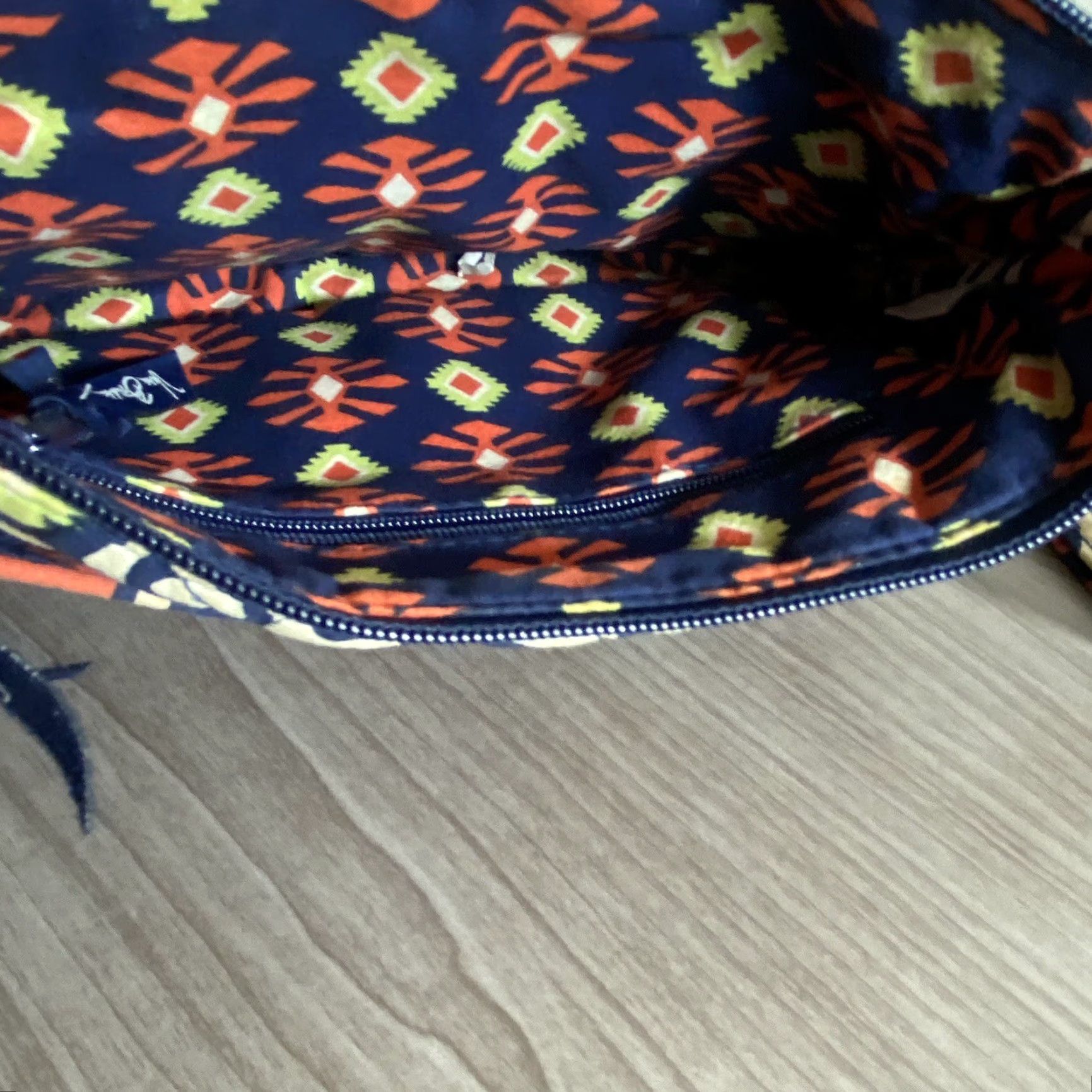 Vera Bradley Vera Bradley Sun Valley Tablet Hipster Crossbody Purse Navy Orange White Geometric Aztec Quilted Exterior Medium Women Crossbody Bag Size ONE SIZE - 5 Thumbnail