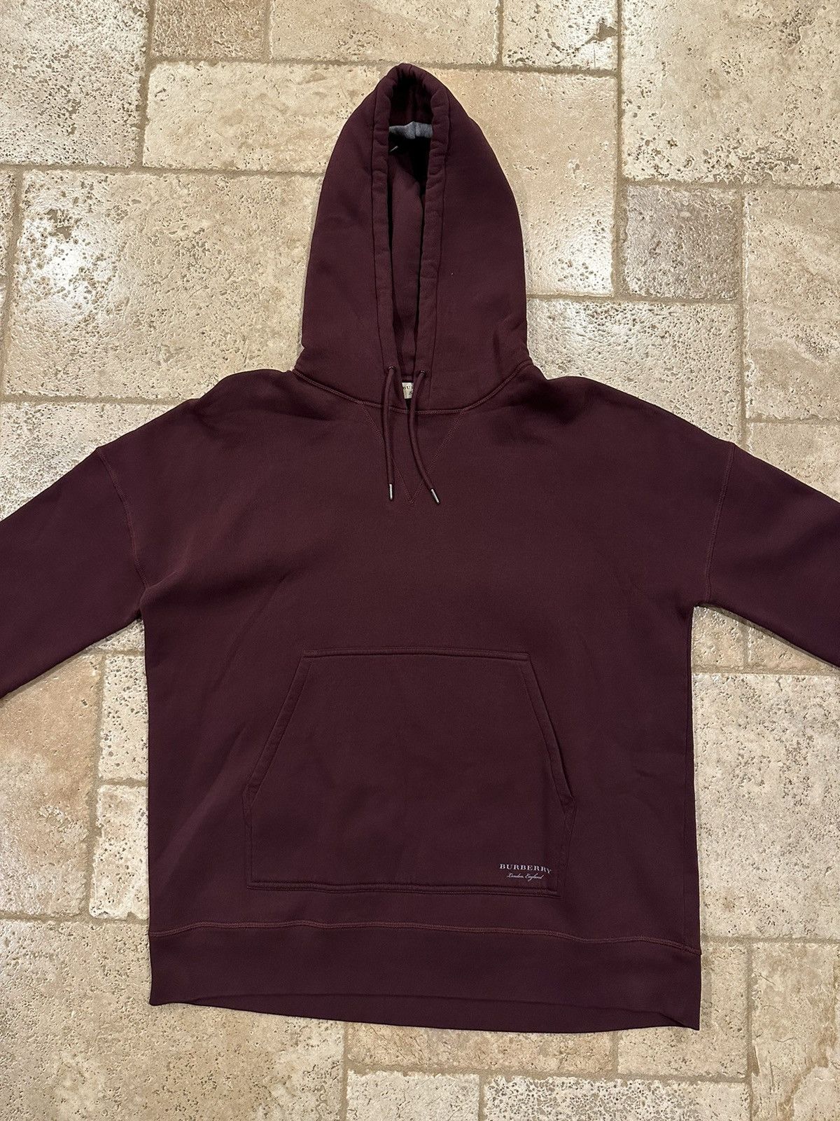 Burberry Burberry London England Wine / Grey Striped Pullover Hoodie Size US M / EU 48-50 / 2 - 3 Thumbnail