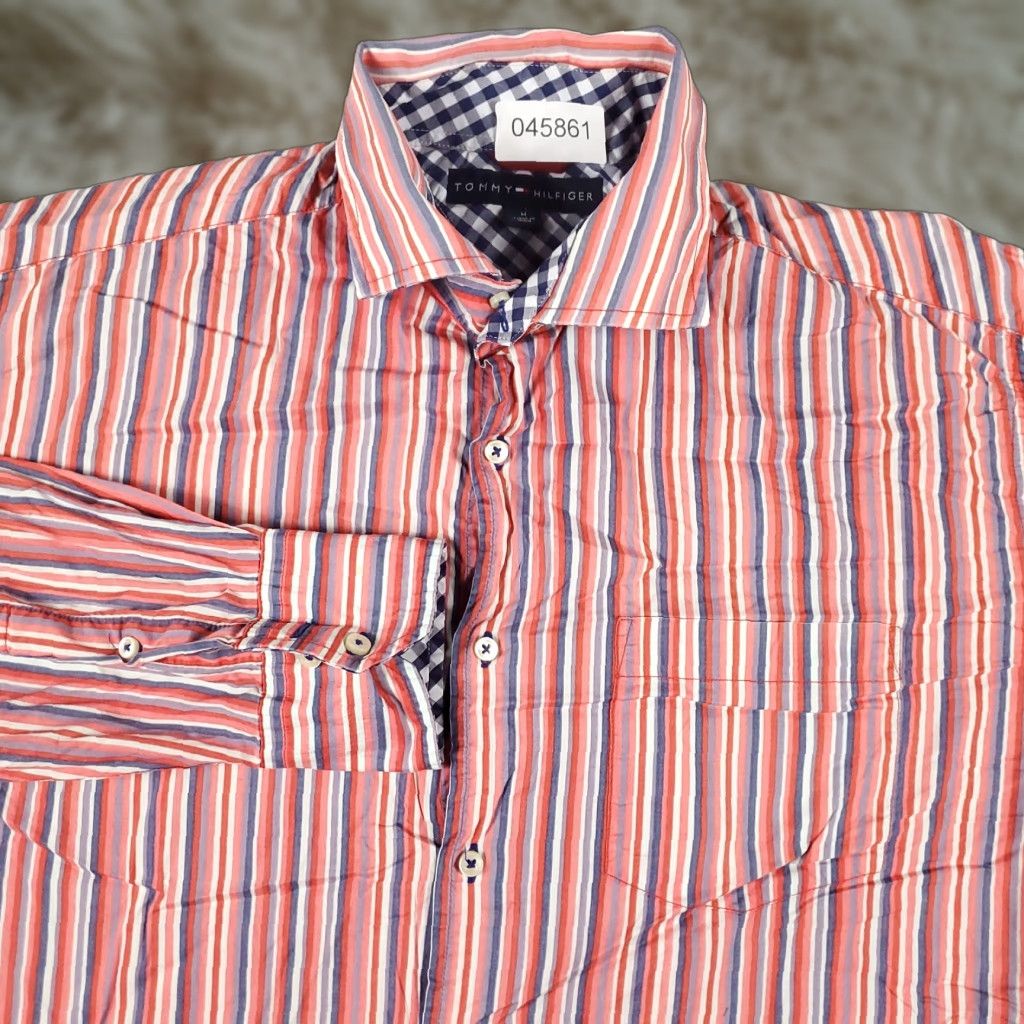 Tommy Hilfiger Tommy Hilfiger Shirt Mens M Red Blue Striped Button-Up Long Sleeve Casual Classic Preppy Size US M / EU 48-50 / 2 - 1 Thumbnail