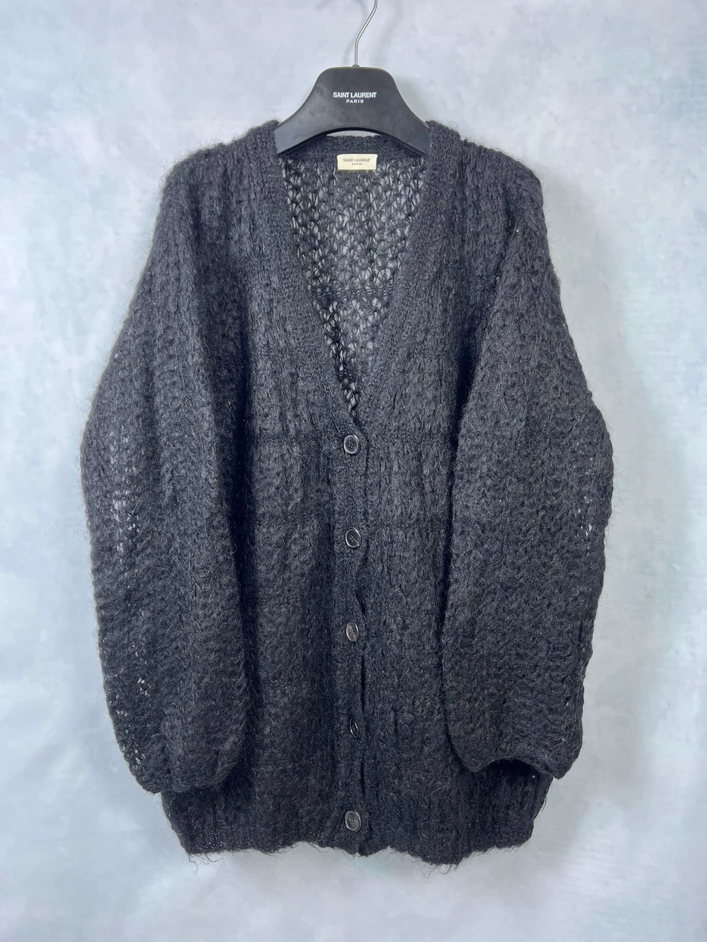 Saint Laurent Paris SLP 13fw Black Feather Texture Oversized Cardigan S Size US S / EU 44-46 / 1 - 1 Thumbnail