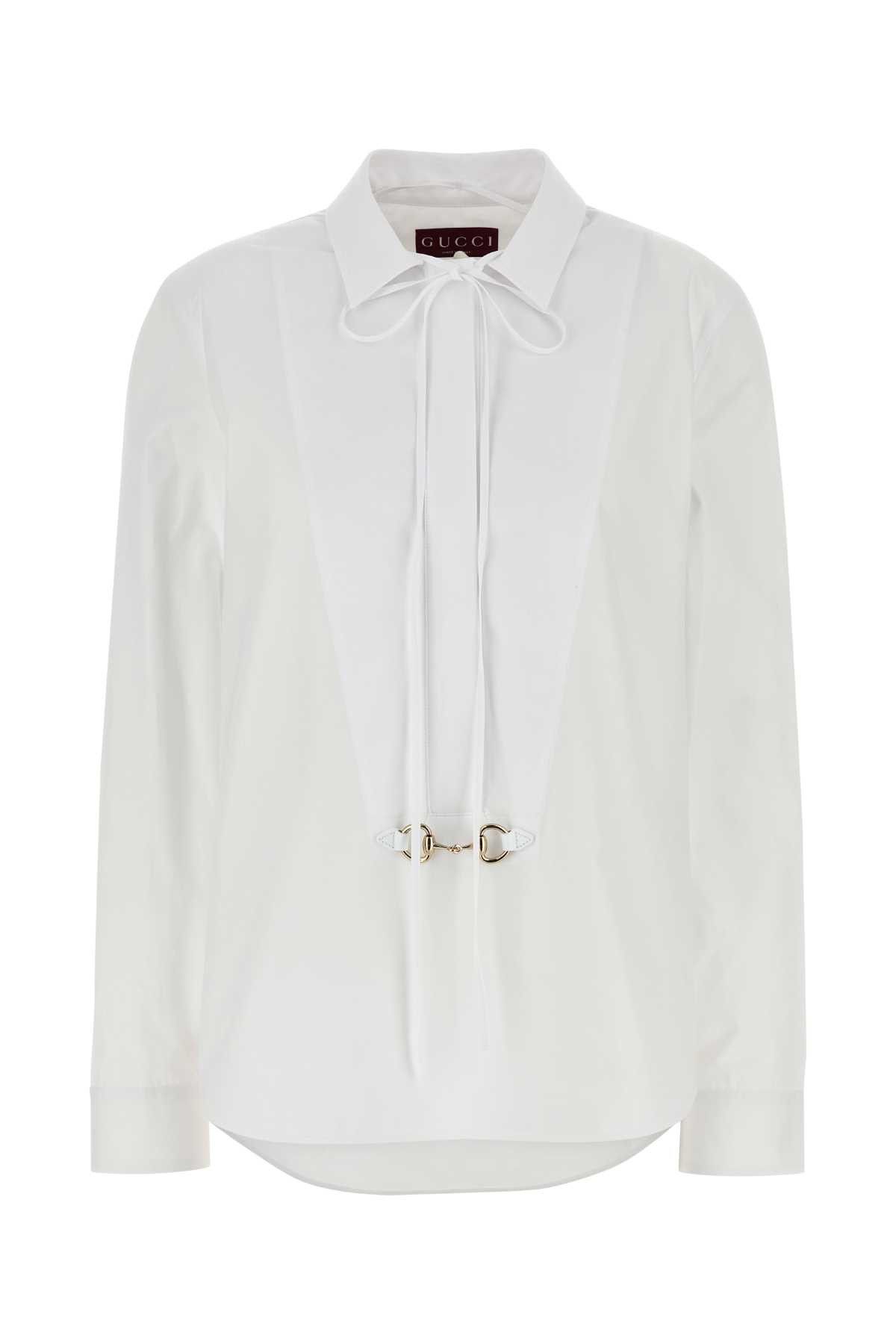 Gucci White Poplin Shirt Size S / US 4 / IT 40 - 1 Thumbnail