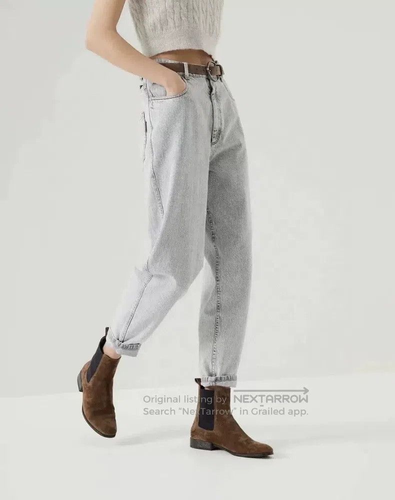 Brunello Cucinelli Brunello Cucinelli Gray High Waisted Cone Shape Denim Carr Size 27" / US 4 / IT 40 - 5 Thumbnail