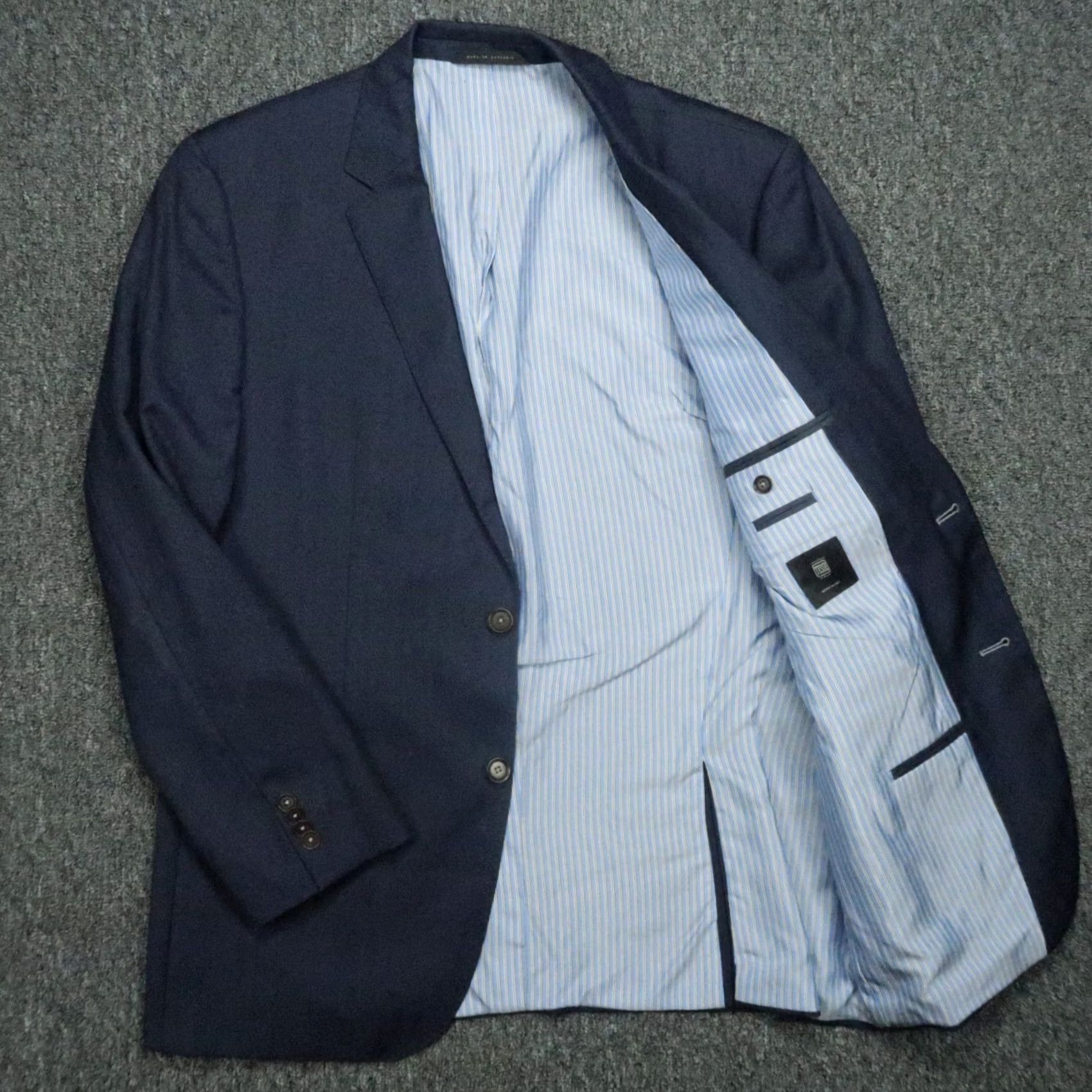 Hugo Boss HUGO BOSS Blazer Men 44R Blue Wool Lanificio Tesse Biella Suit Jacket Coat Jacket/Coat Blue Wool Solid Notch 2 Button Double-Vented Regular 44R Mens Size 44R - 6 Thumbnail