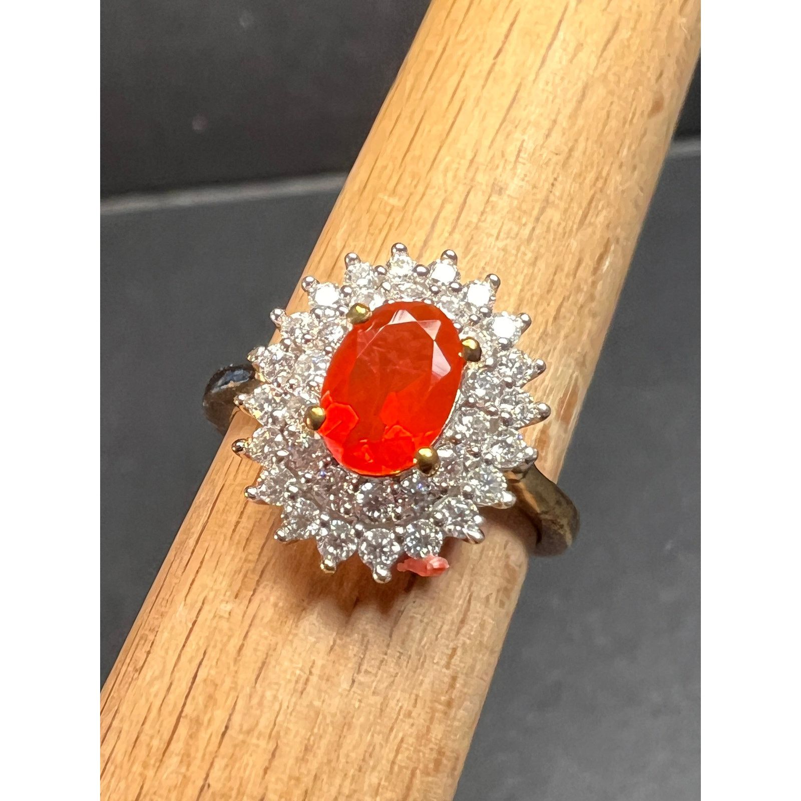 Other Mexican Cherry fire opal moissanite ring in vermeil size 5 Size ONE SIZE - 1 Thumbnail