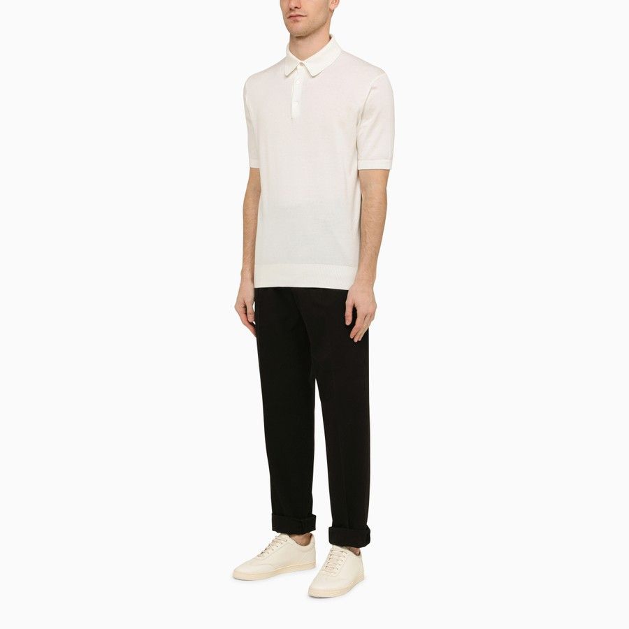 Loro Piana o1d2blof0424 Short-Sleeved Polo Shirt in White Size US L / EU 52-54 / 3 - 2 Thumbnail